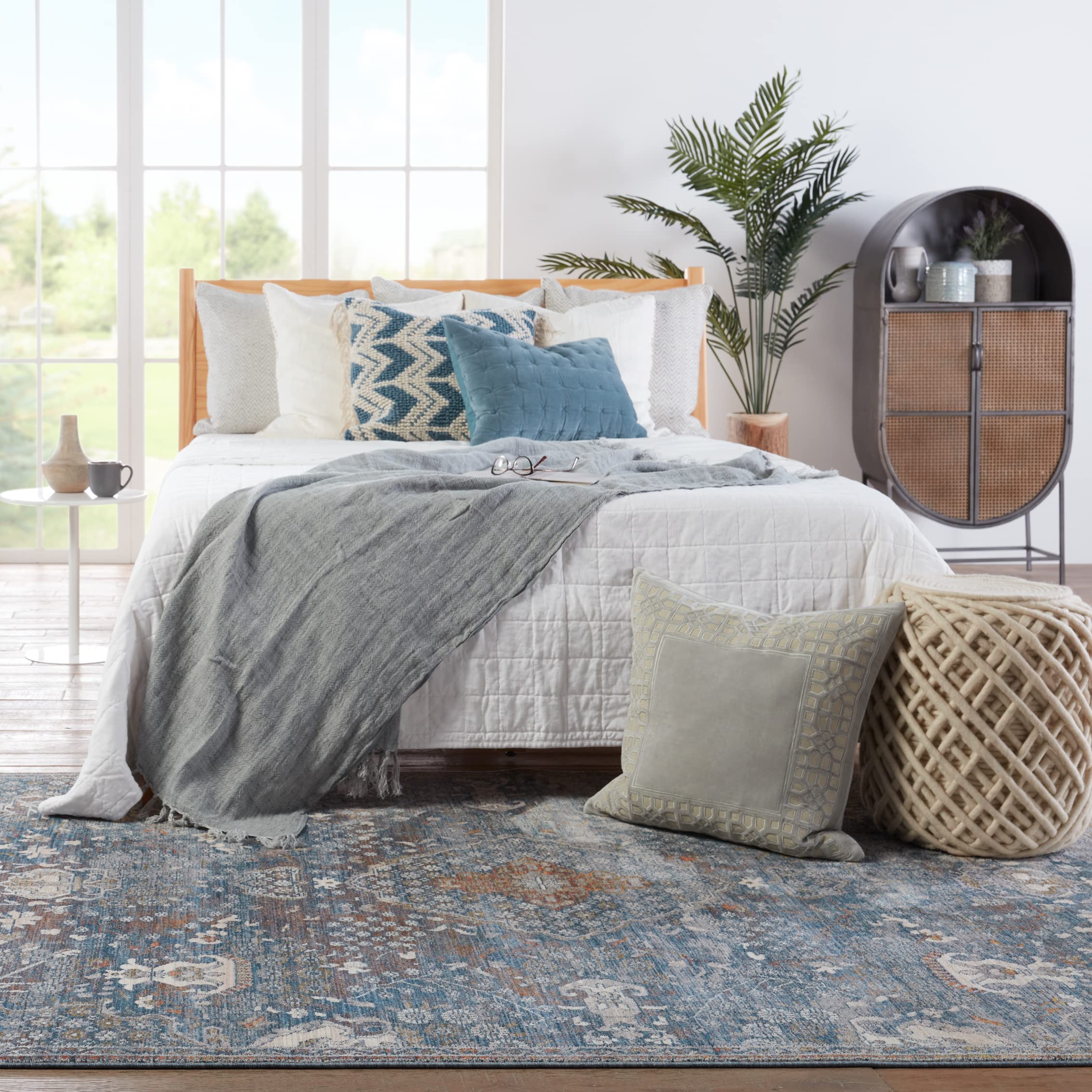 Jaipur Living Washable Soft 8x10 Large Area Rug - Boho Chic Blue and Gray - Perfect for Living Room, Bedroom & Home Decor