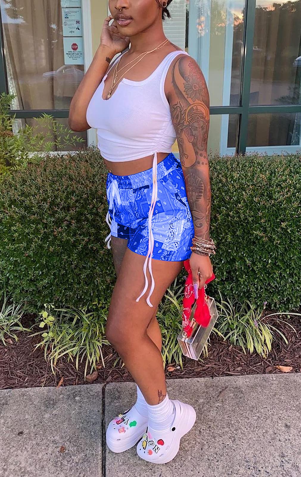 Acelyn Women's Sexy 2-Piece Short Sets - Summer Crop Tank Top & Patchwork Shorts Outfit | Casual Beach Wear, Vacation Outfits, Street Fashion