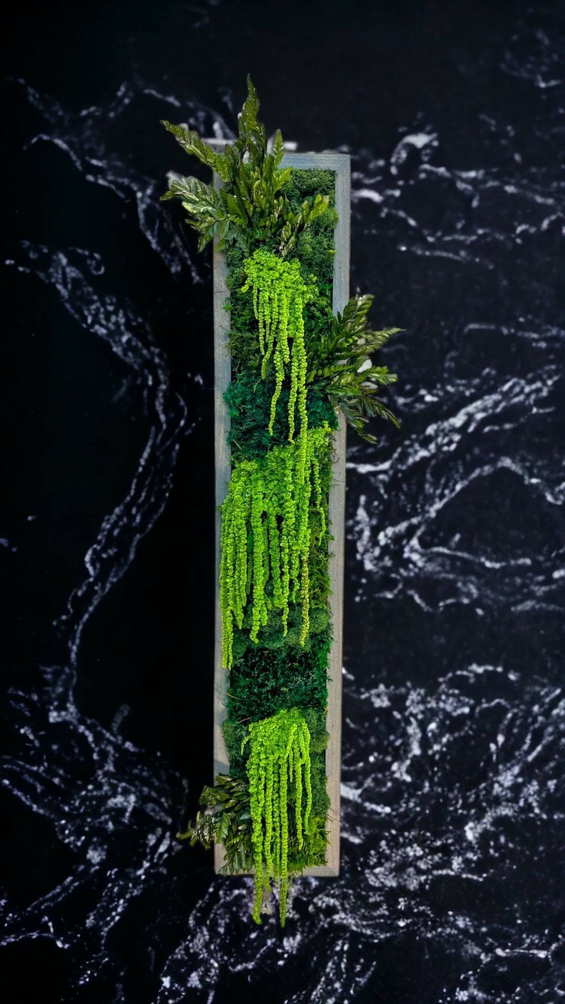 Floral Framed Moss Wall Art Strips - Decorative Green Plant Panels for Home & Office Decor | Perfect for Living Room, Bedroom, and Indoor Vertical Gardens