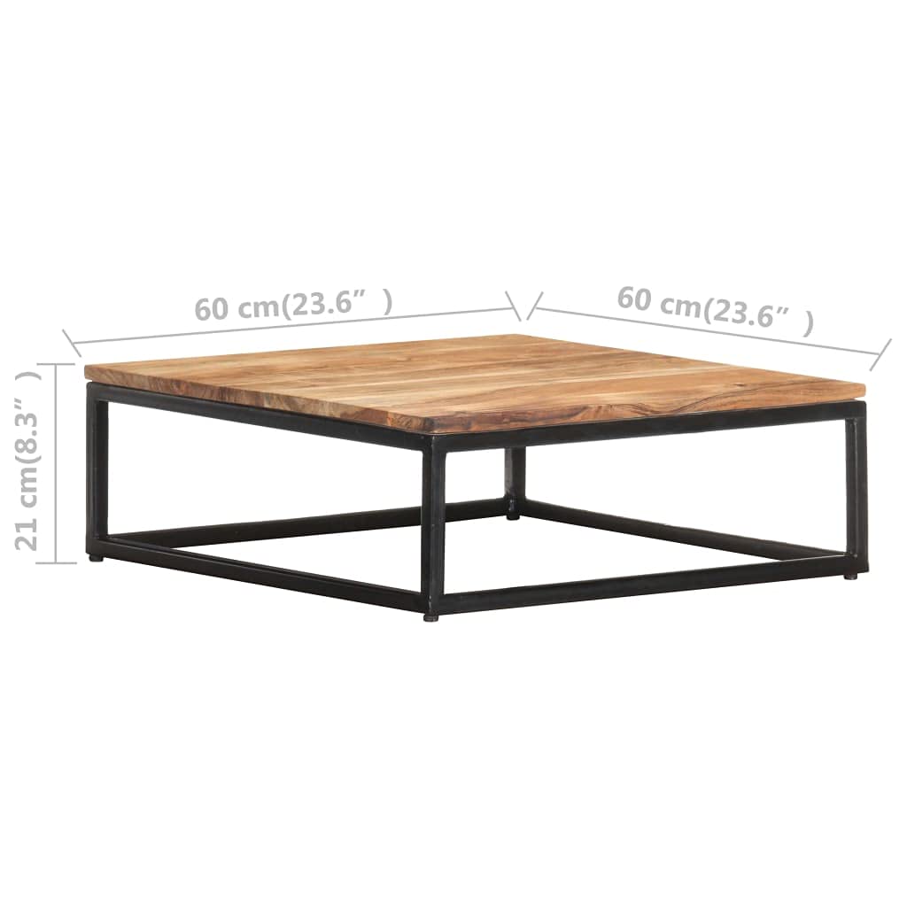 FAMIROSA 2-Piece Nesting Coffee Table Set - Acacia Wood & Iron Frame End Tables for Living Room, Sofa Side Table - Space Saving Modern Home Furniture Decor - Perfect for Small Spaces, Apartments & Cozy Living Areas