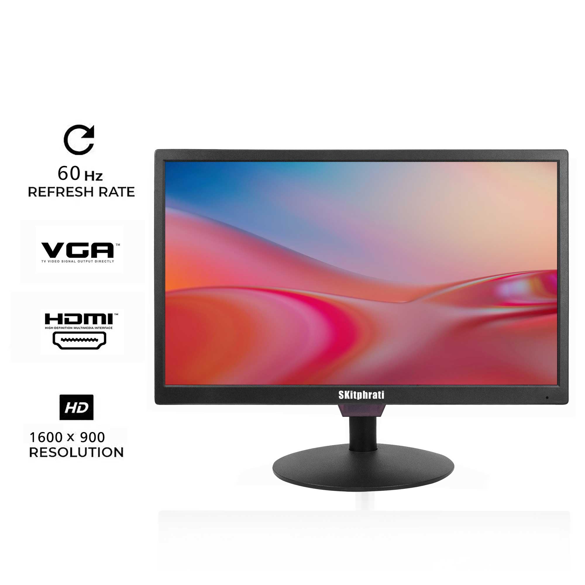 20 Inch LED PC Monitor - 1600x900 Resolution with HDMI/VGA/BNC/AV Ports & Built-in Speakers, VESA Mount Compatible for Desktop, Laptop & Computer - Perfect for Home Office, Gaming & Multimedia Entertainment