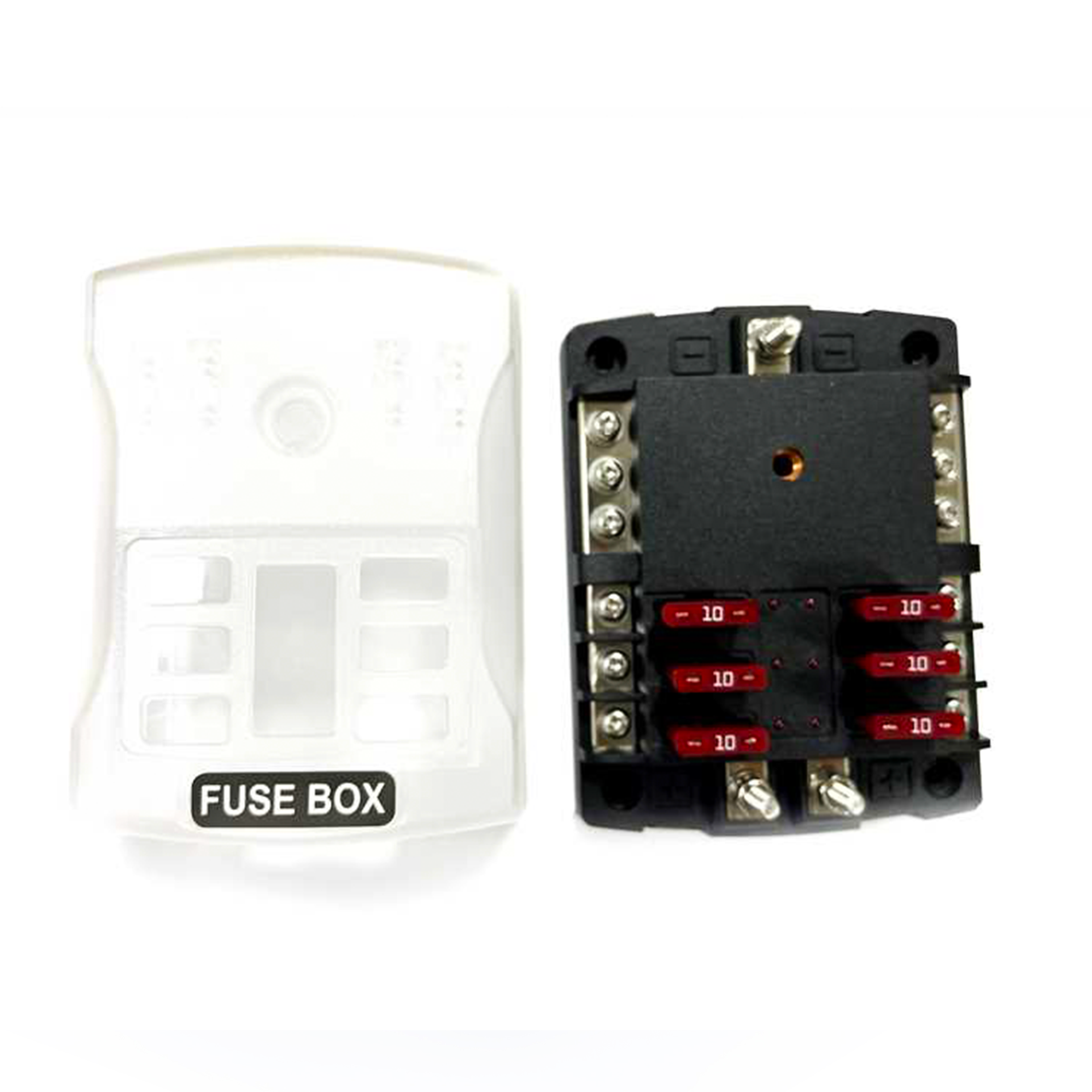 Elios 6 Way ATO Fuse Block with Cover - Marine & RV Circuit Protection Box for Victron Energy Systems | Waterproof Fuse Panel for Boat, Car, Solar Power Applications