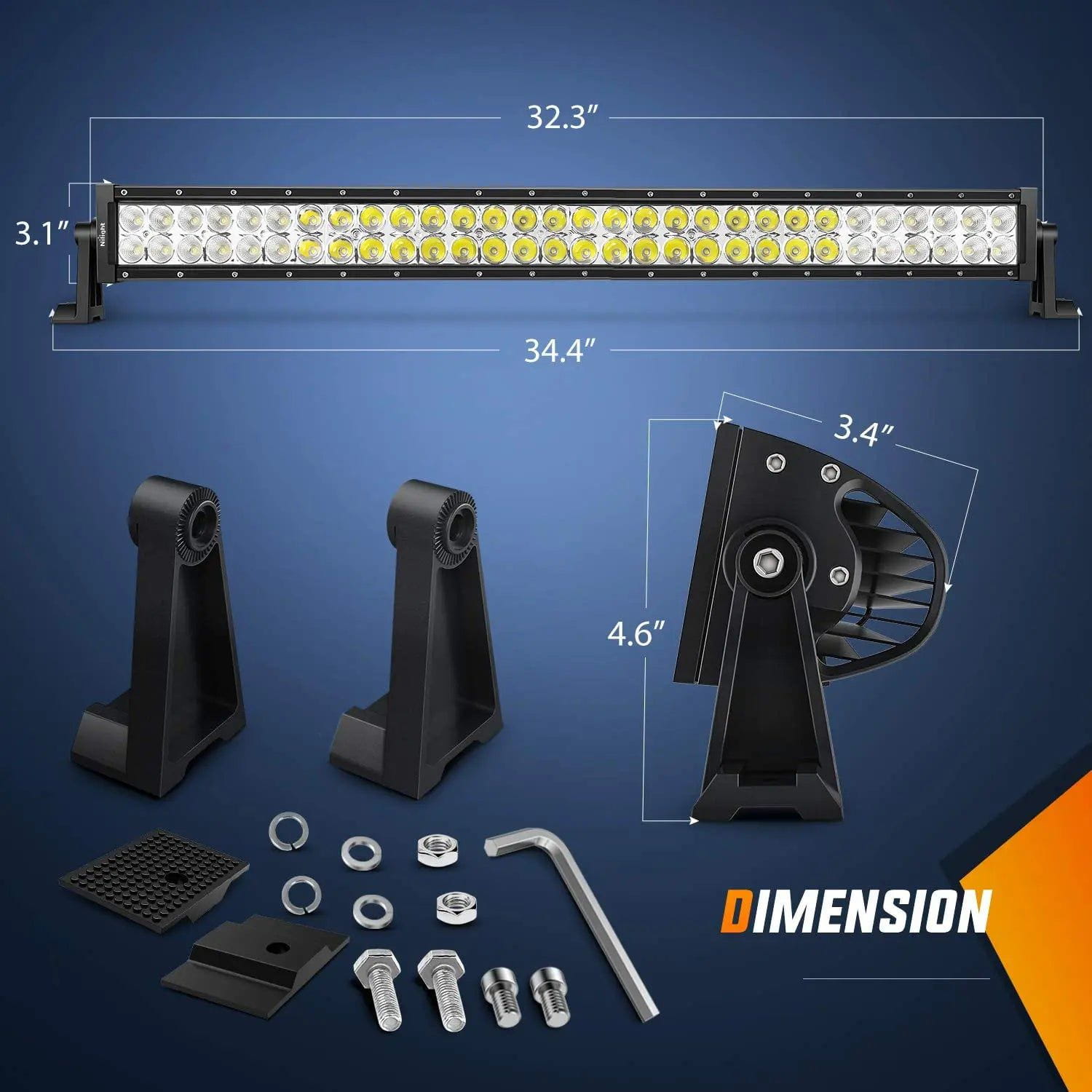 32 Inch 180W Double Row Spot Flood LED Light Bar for Off-Road Trucks, ATVs, UTVs - Waterproof, Durable Lighting for Night Driving, Camping, Hunting & Outdoor Adventures