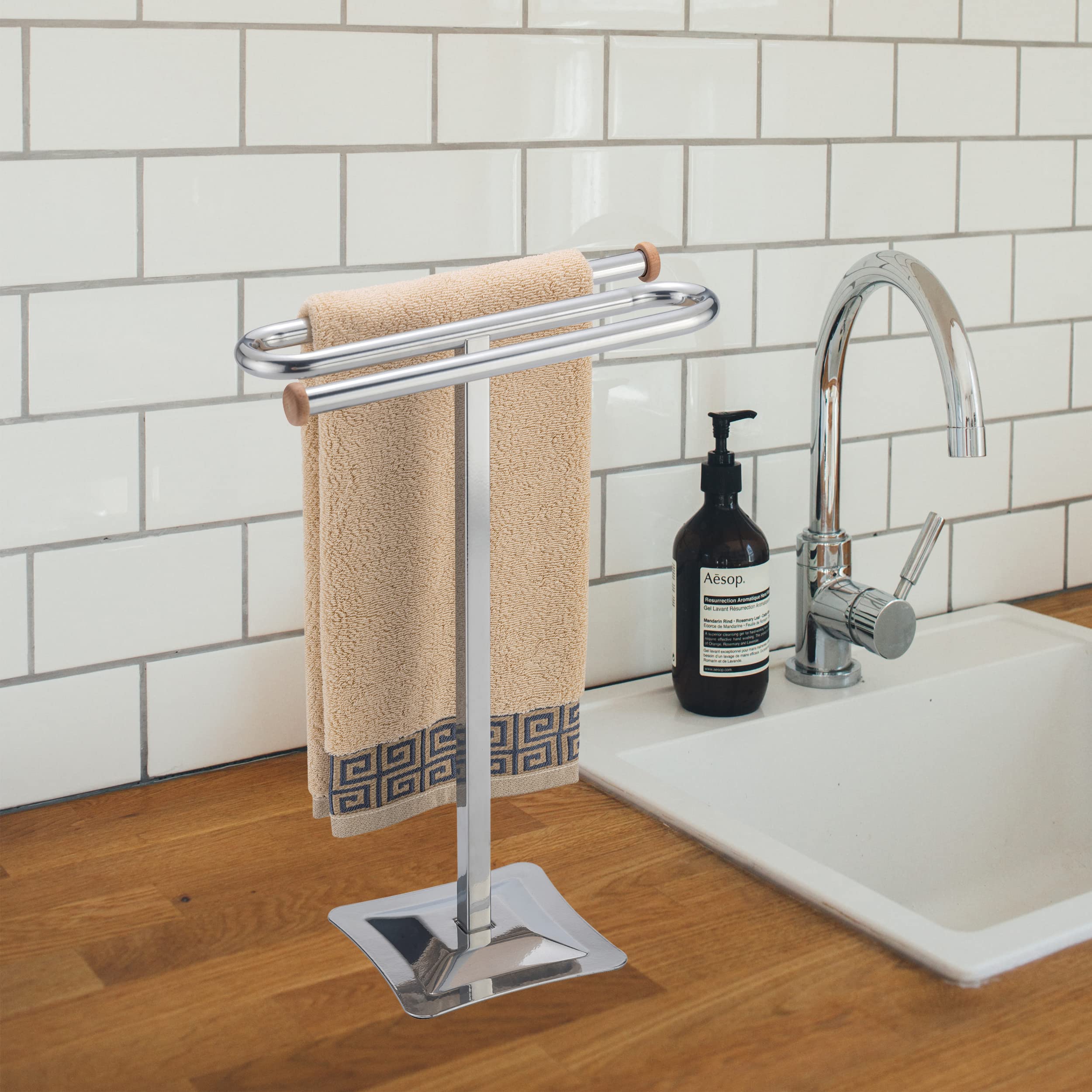 ZCDCP S-Shape Hand Towel Holder Stand - Sturdy Metal Base Freestanding Bathroom Towel Rack for Kitchen, Countertop & Vanity Organization | Modern Home Decor Accessory