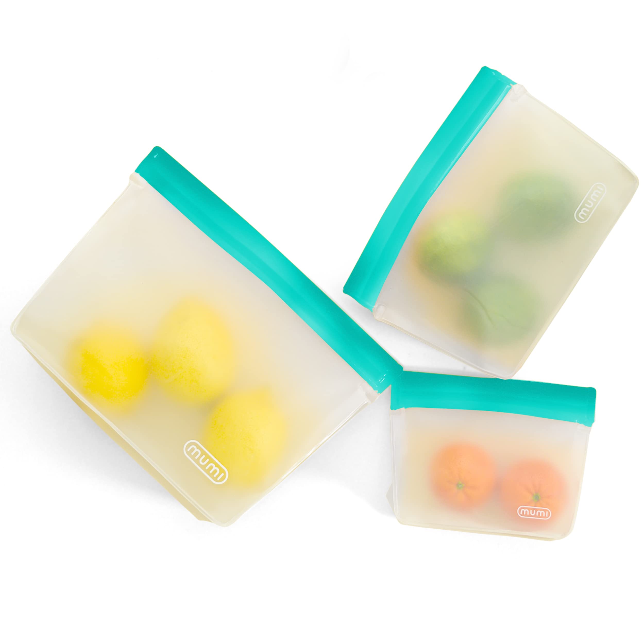Eco-Friendly Reusable Zipper Storage Bags - 3 Pack Airtight Leakproof Food Bags for Meal Prep, Travel & Organizing - MUMI Zip Up Bags in Aqua | Perfect for Snacks, Freezer Storage & Gym Essentials