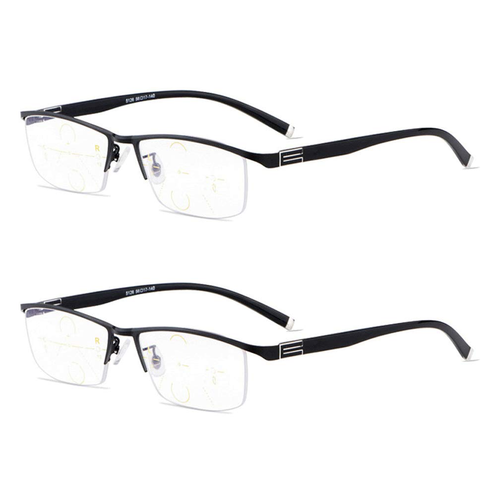 Blue Light Blocking Progressive Reading Glasses +1.0 to +3.5 Strength - Anti Eye Strain for Computer Work, Reading & Screen Time - Lightweight Comfort for Office, Home & Travel Use