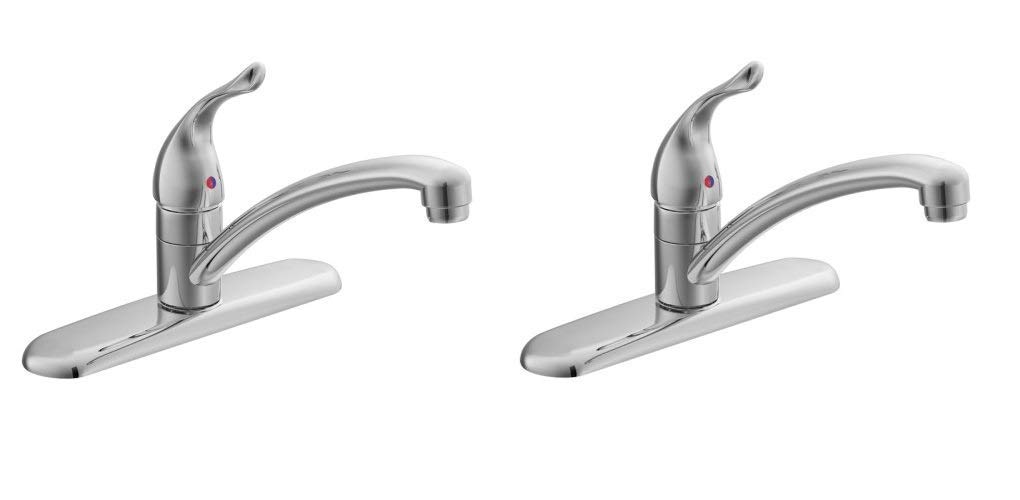Moen 7425 Chateau Single Handle Low Arc Kitchen Faucet in Chrome - 2 Pack Set for Modern Farmhouse & Contemporary Kitchens