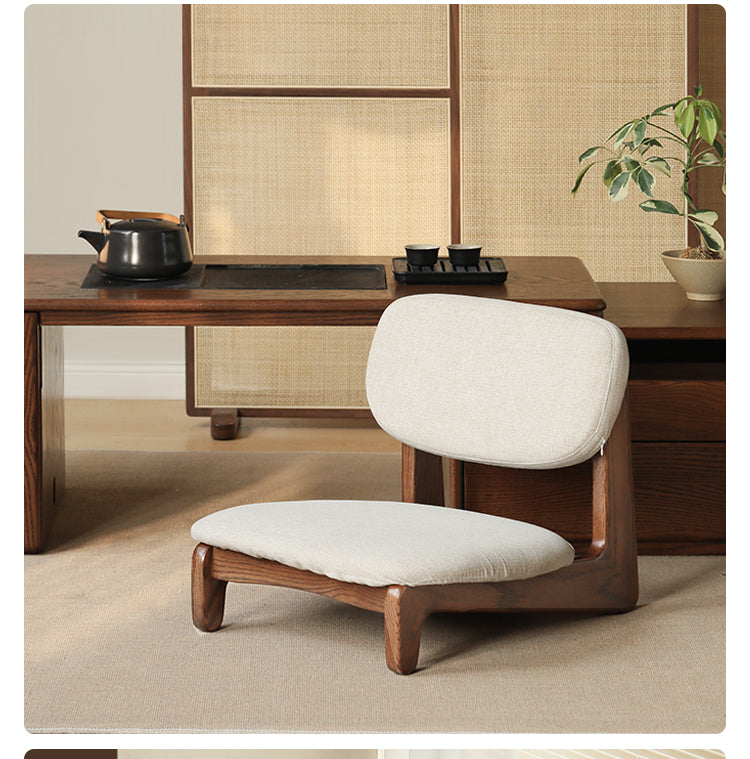Japanese Style Oak Solid Wood Tea Chair - Handcrafted Traditional Tea Ceremony Chair for Zen Garden, Meditation & Home Decor
