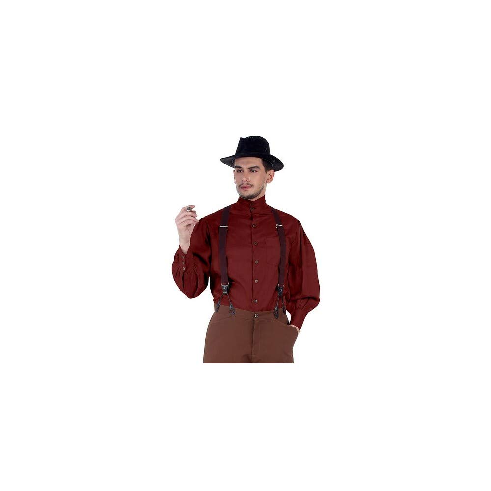 Pirate Costume Shirt C1292 - Seigneur Pirate Shirt in Chocolate Brown, Extra Large Size for Renaissance Fairs & Halloween Cosplay