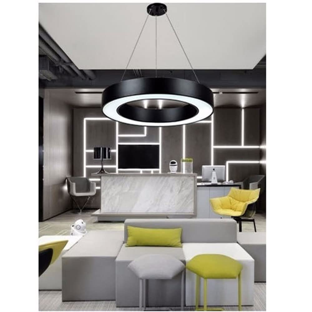 Simple Modern Pendant Lights - Nordic Style LED Chandelier with 3000K Warm Light, 48W Metal Lampshade & Hollow Ring Design for Kitchen Island, Dining Room, Bedroom, Hallway - Perfect for Cozy Dining Spaces & Contemporary Home Decor