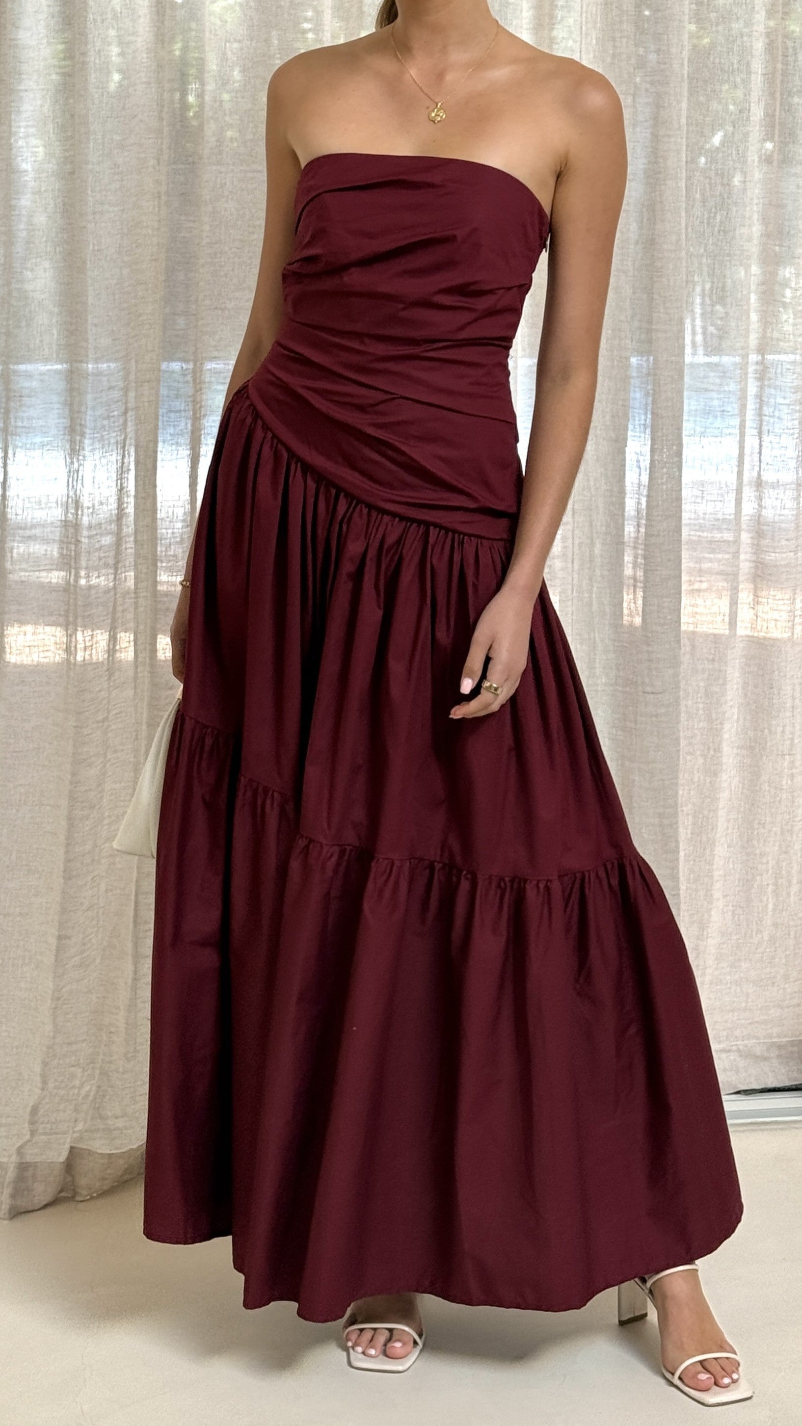 Lola Maxi Dress for Women - Elegant Burgundy Long Flowy Dress for Summer, Beach, Parties & Special Occasions