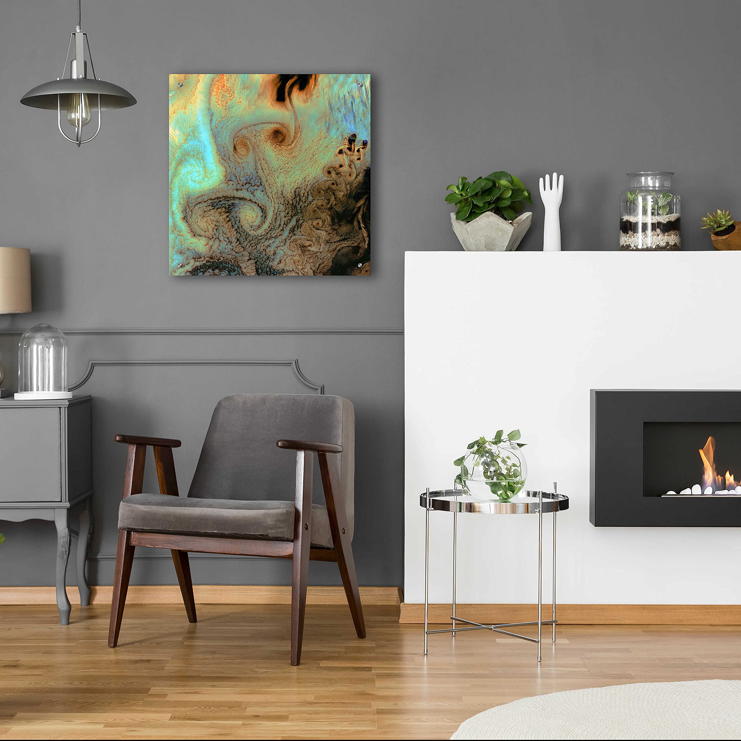 Earth as Art: Von Karman Vortices Acrylic Glass Wall Decor - 24x24 Inch Modern Abstract Art Print for Living Room, Office & Bedroom