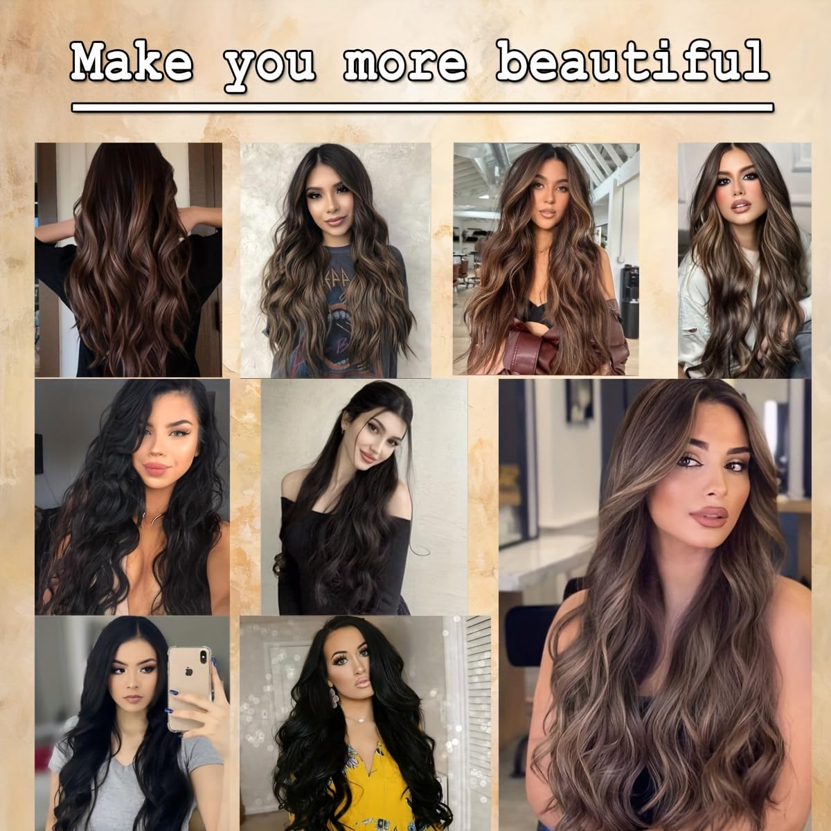 CHANDERKASH Full Head Curly Wavy Synthetic Clip-In Hair Extensions for Women - 60x25cm Dark Brown | Perfect for Weddings, Parties & Daily Styling | Heat Resistant Fiber Hairpieces