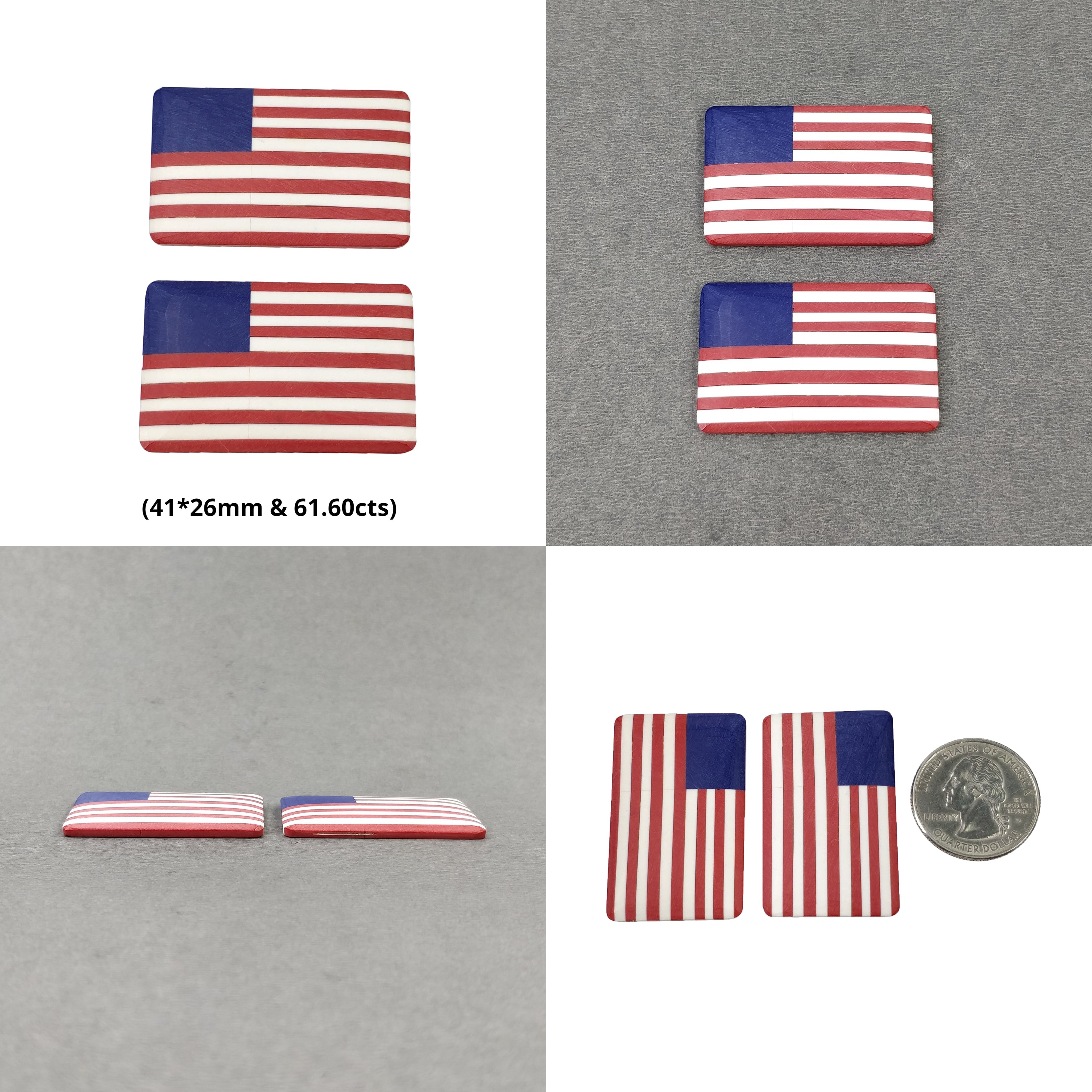 Denmark, USA, Russia & Panama National Flag Pendant Necklace - Exquisite Synthetic Stone Baguette Cut Jewelry for Patriotic Gifts & Travel Souvenirs
