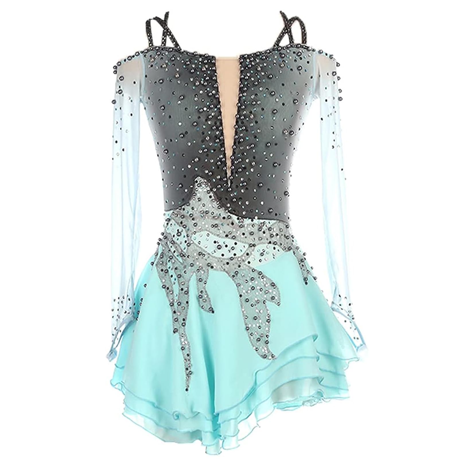LIUHUO Girls Figure Skating Competition Dress - Kids White Ice Skating Performance Outfit for Competitions & Shows | Perfect for Ice Shows, Recitals & Winter Sports Events