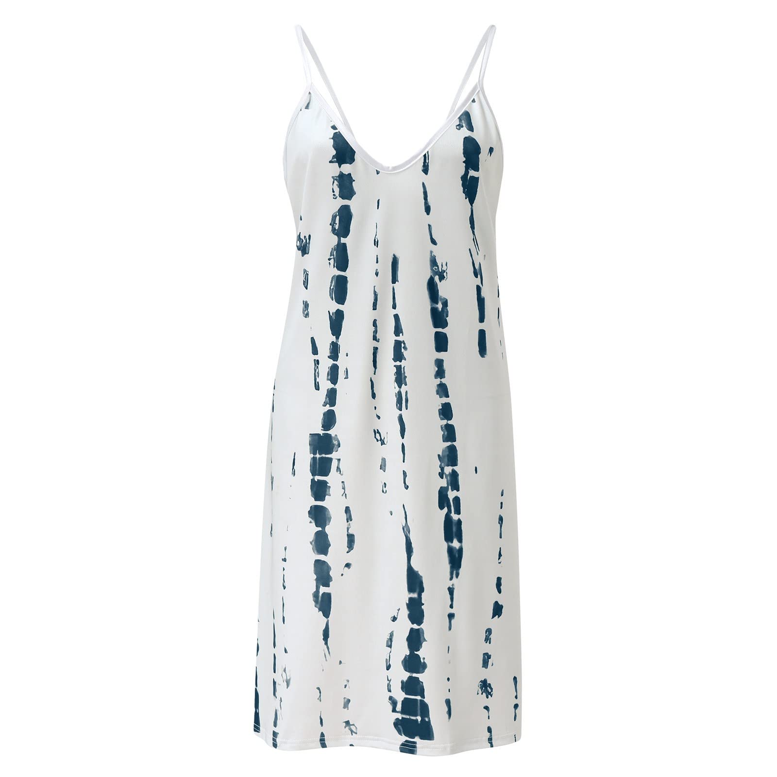 Women's Casual Summer T-Shirt Dress - A-Line Spaghetti Strap Beach Cover Up Dress in White | Perfect for Beach Outings, Vacations & Everyday Wear