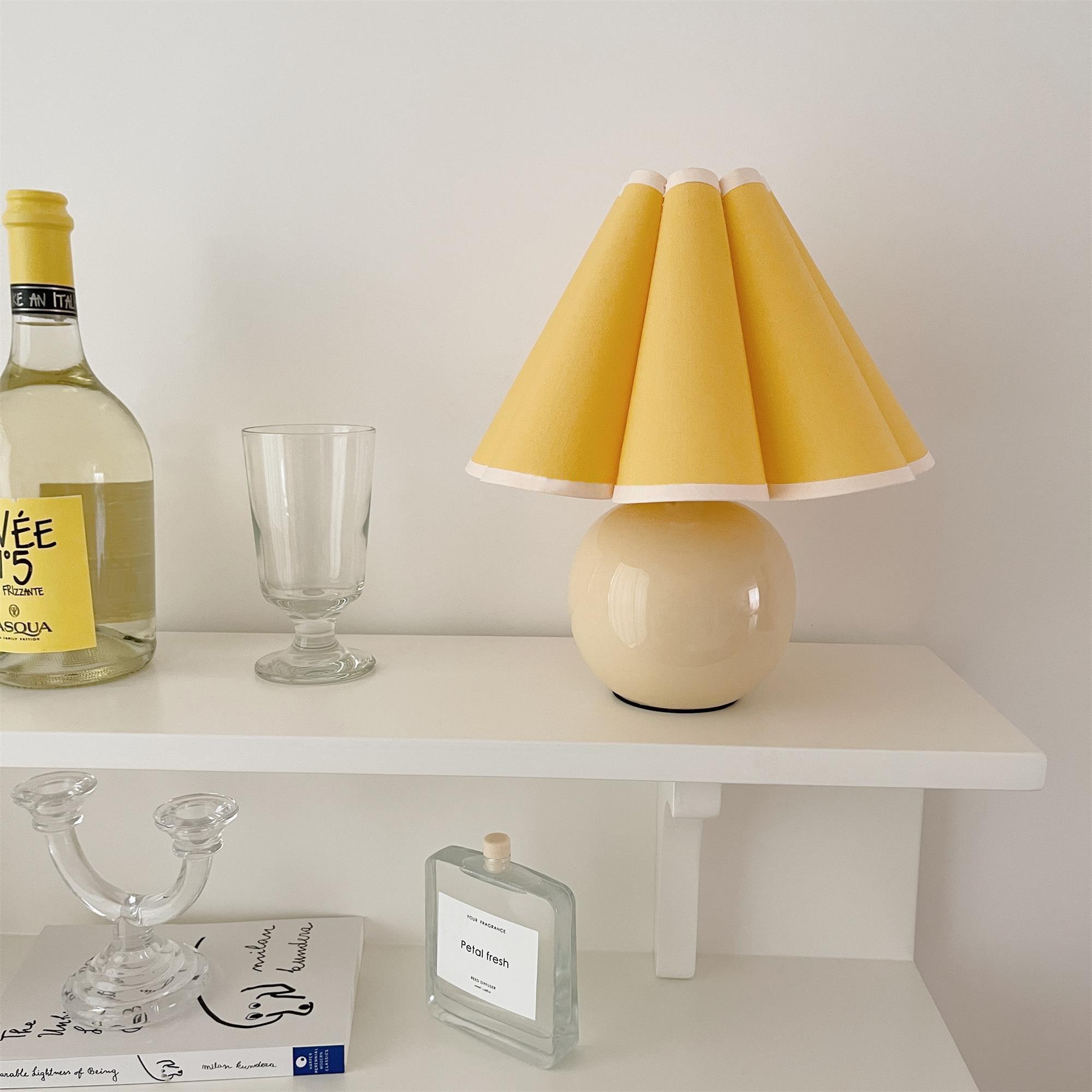 Elegant Knife Pleat Table Lamp - Modern Home & Office Lighting Decor for Bedroom, Living Room, and Study