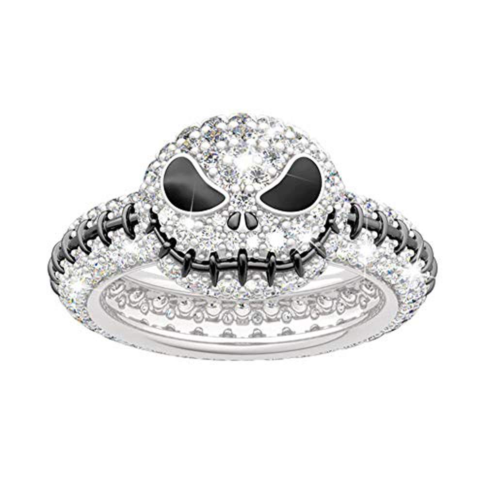 Jeulia 4.05 Carat Jack Skull Ring for Women & Men - 925 Sterling Silver Gothic Halloween Ring Inspired by Pumpkin King - Perfect Christmas Gift with Luxury Gift Box | Ideal for Halloween Costumes, Gothic Fashion & Alternative Jewelry Lovers