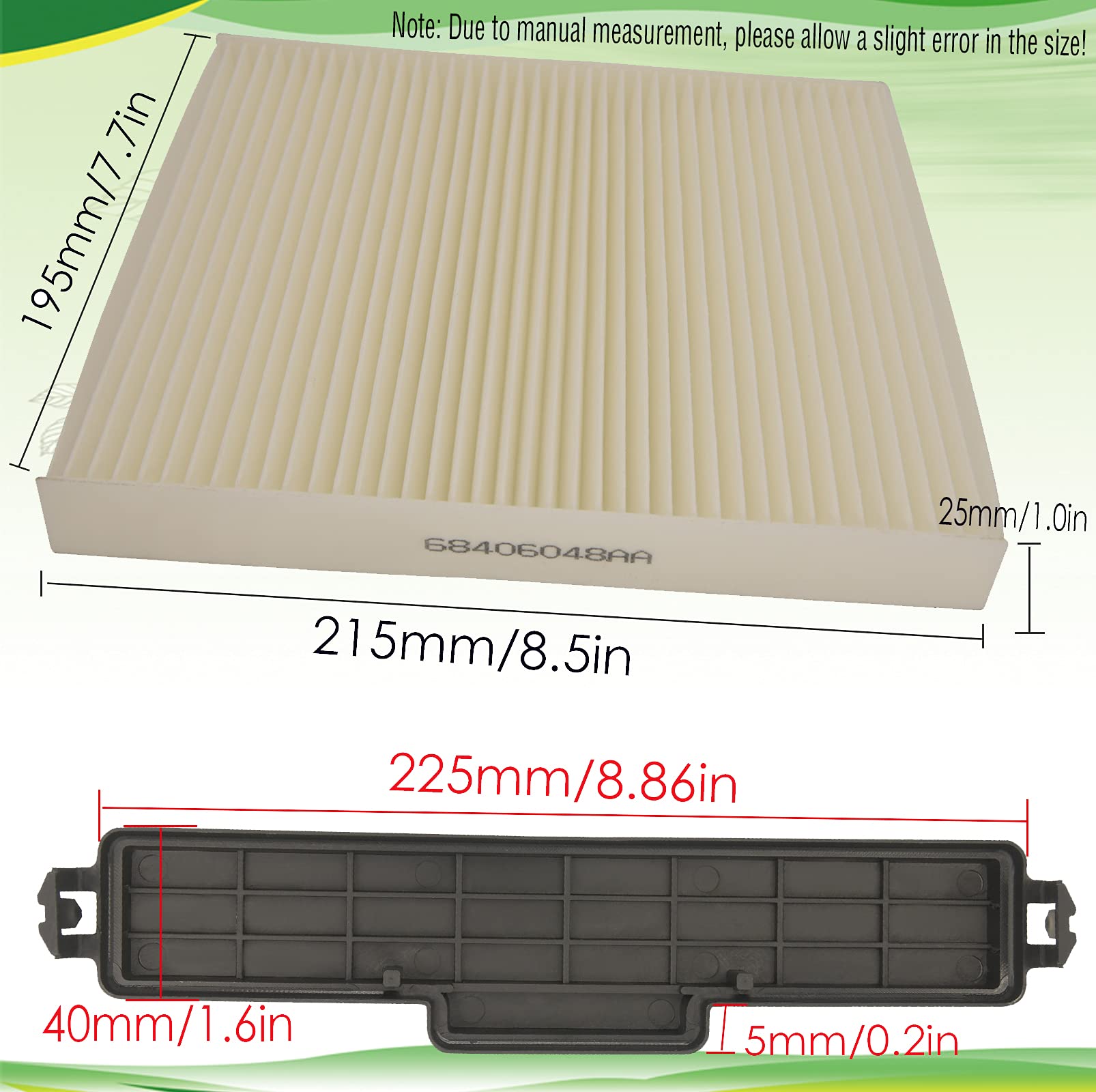 BOOTOP PIN Cabin Air Filter Kit 68406048AA 68318365AA 68052292AA Compatible with Dodge Ram 1500 2500 3500 - Replace 5058693AA Kit | Improves Air Quality & HVAC Performance for Cleaner Cabin Air