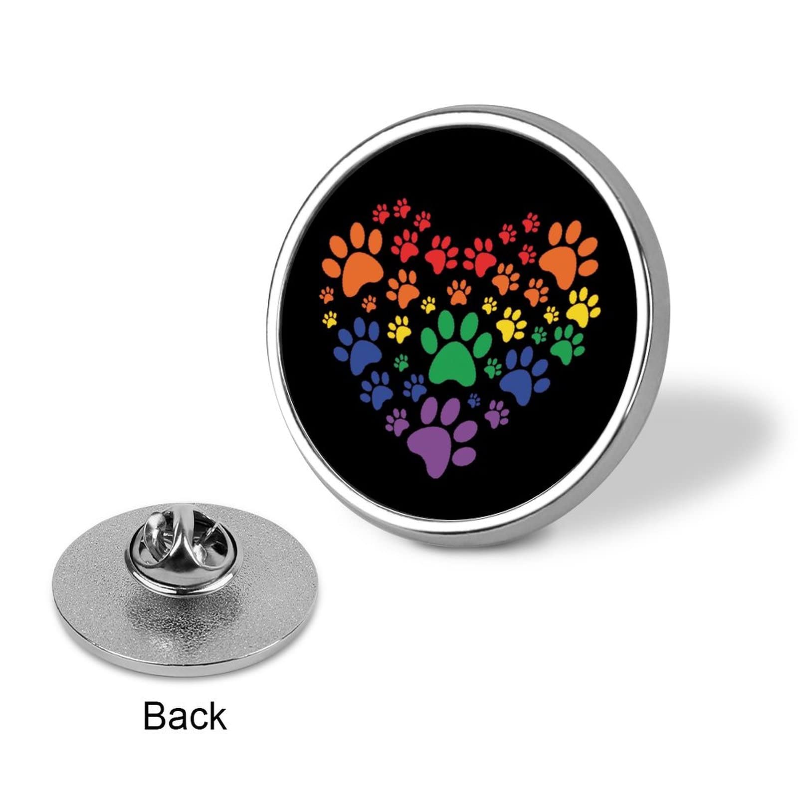 Rainbow Dog Paw Heart Button Pins - Cute Brooch for Backpack & Party Decor