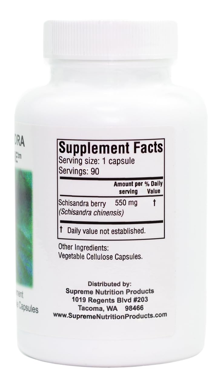 Supreme Nutrition Schisandra Supreme - 90 Pure Schisandra Fruit Vegetarian Capsules for Immune Support & Stress Relief | Natural Energy Booster & Liver Detox Supplement | Perfect for Daily Wellness & Active Lifestyle