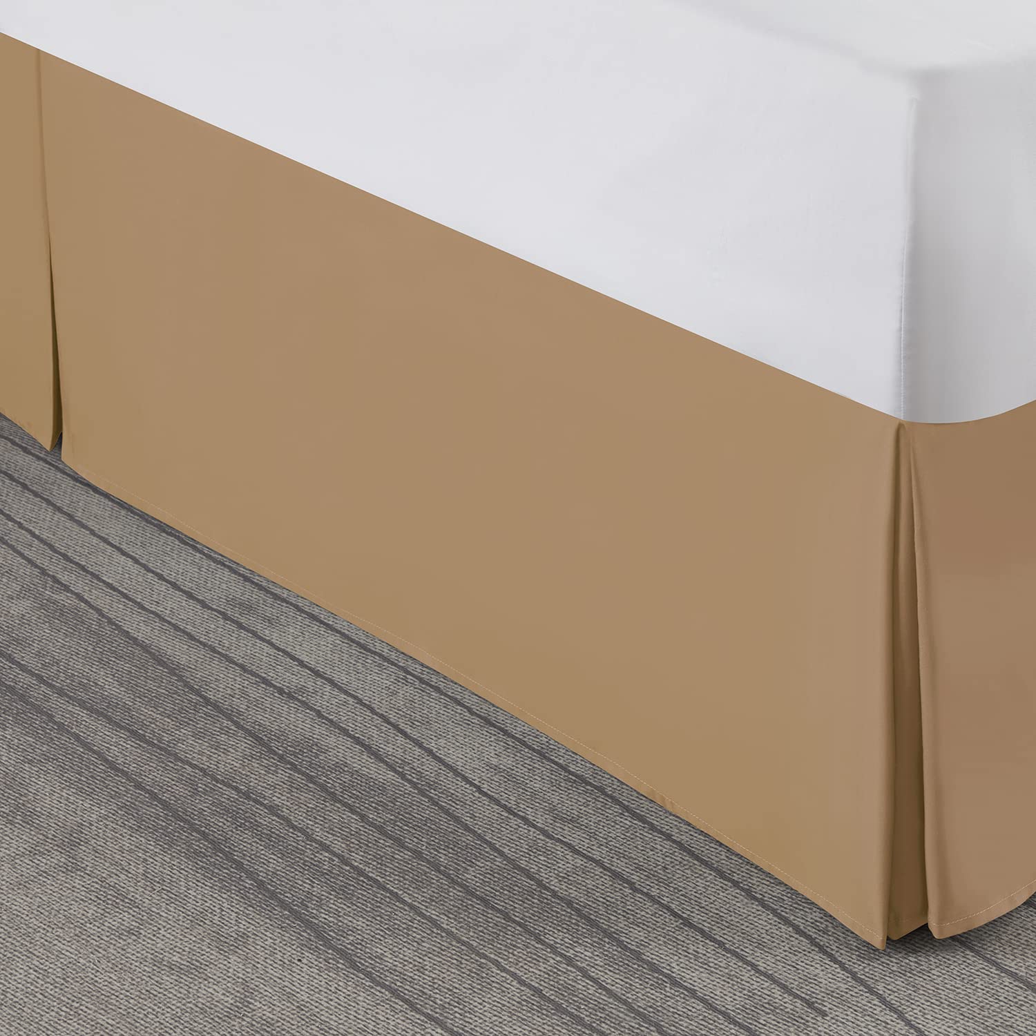 Nestl Light Brown Full XL Bed Skirt - 14 Inch Drop Brushed Microfiber Bed Skirt - Hotel Quality Pleated Bedding - Shrink & Fade Resistant - Perfect for Guest Rooms, Master Bedrooms & Luxury Hotels