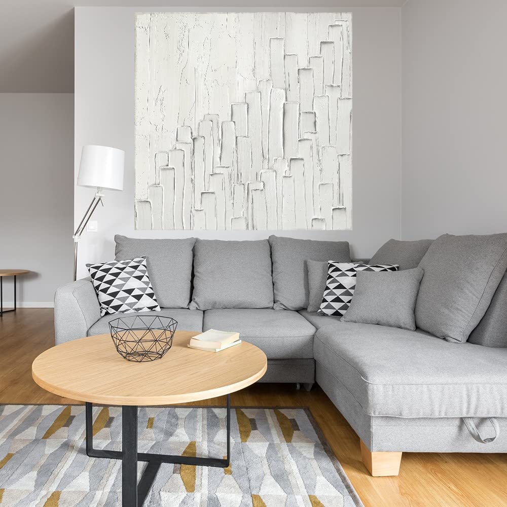 Paul Duncan Gray Staircase Fine Art Canvas Wall Decor - Ready to Hang 22x22 Inches - Perfect for Living Room, Bedroom, Bathroom, Kitchen, Office, Bar & Dining Room - Modern Home & Office Wall Art