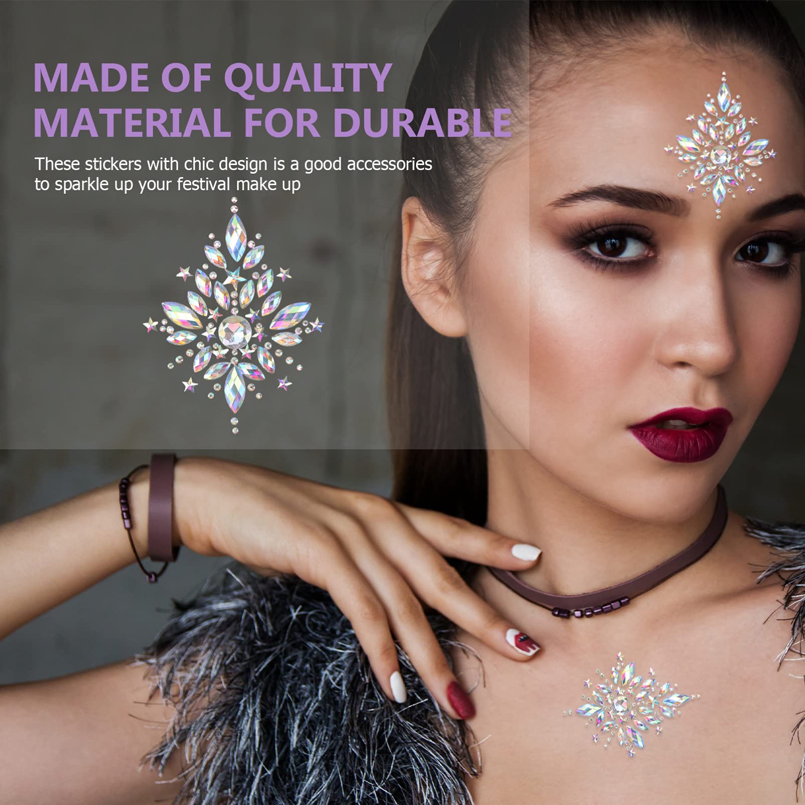 Happyyami Rhinestone Body Stickers - Crystal Temporary Tattoo Stickers for Festival & Party | Shimmering Body Jewelry for Face, Arms, Legs - Perfect for Halloween, Raves, Concerts & Body Art