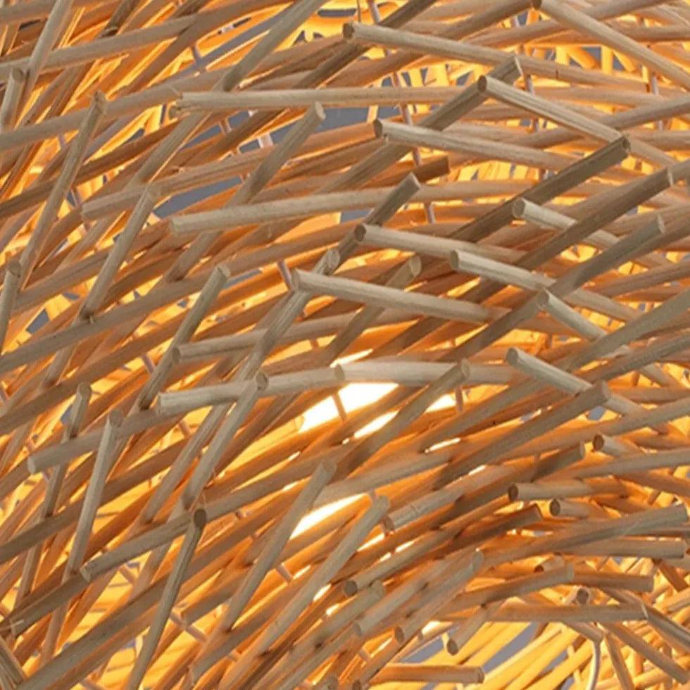 Modern Wooden Stick Spherical Pendant Light - Handcrafted Rattan Chandelier for Dining Room, Kitchen Island & Bedroom Lighting - Eco-Friendly Natural Wood Ceiling Lamp