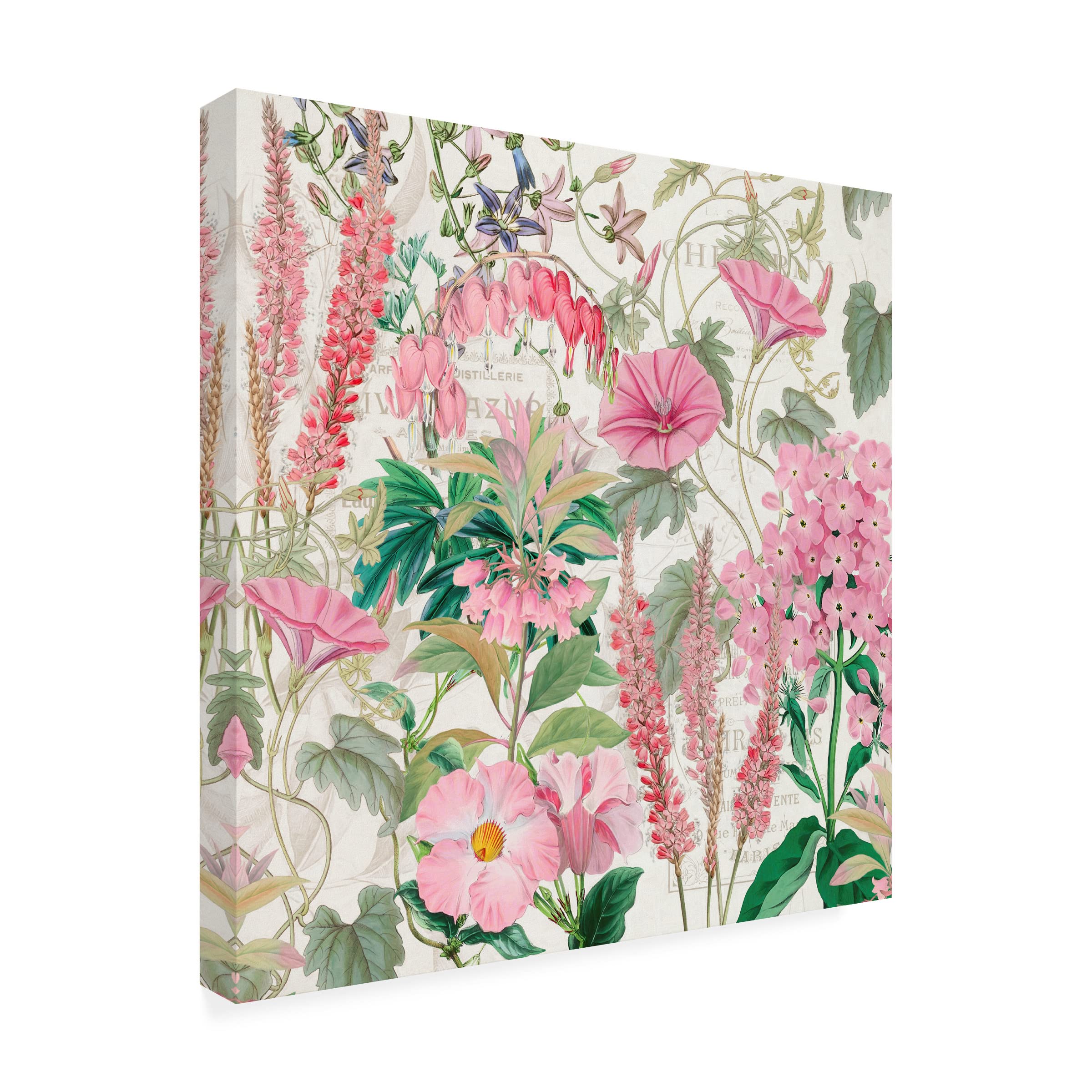 Trademark Fine Art 'Garden in Pink' Canvas Wall Art Print by Cora Niele - Floral Home Decor for Living Room, Bedroom & Office