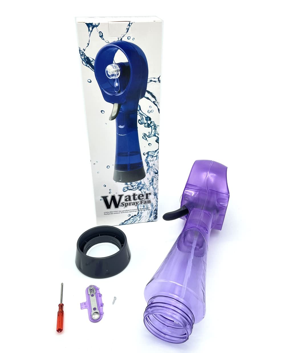 Portable Handheld Water Misting Fan - Battery Operated Cooling Fan for Outdoor, Patio, Camping & Travel - 3 Pack (Green, Purple, Sky Blue) - Perfect for Backyard BBQ, Beach Days & Summer Activities