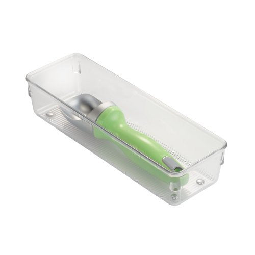 LINUS 3-Tier Clear Plastic Drawer Organizer - 9 x 3 x 2 Inches - Perfect for Kitchen, Bathroom & Office Storage - Space Saving Drawer Divider for Utensils, Makeup & Office Supplies