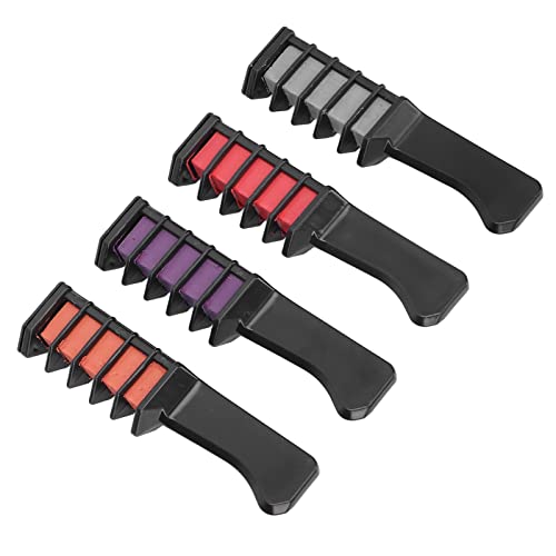 Professional Hair Chalk Comb Set - Portable Temporary Hair Color for Parties & Events (Orange, Purple, Grey, Rose Red) | Perfect for Festivals, Cosplay, Halloween & Friend Gatherings