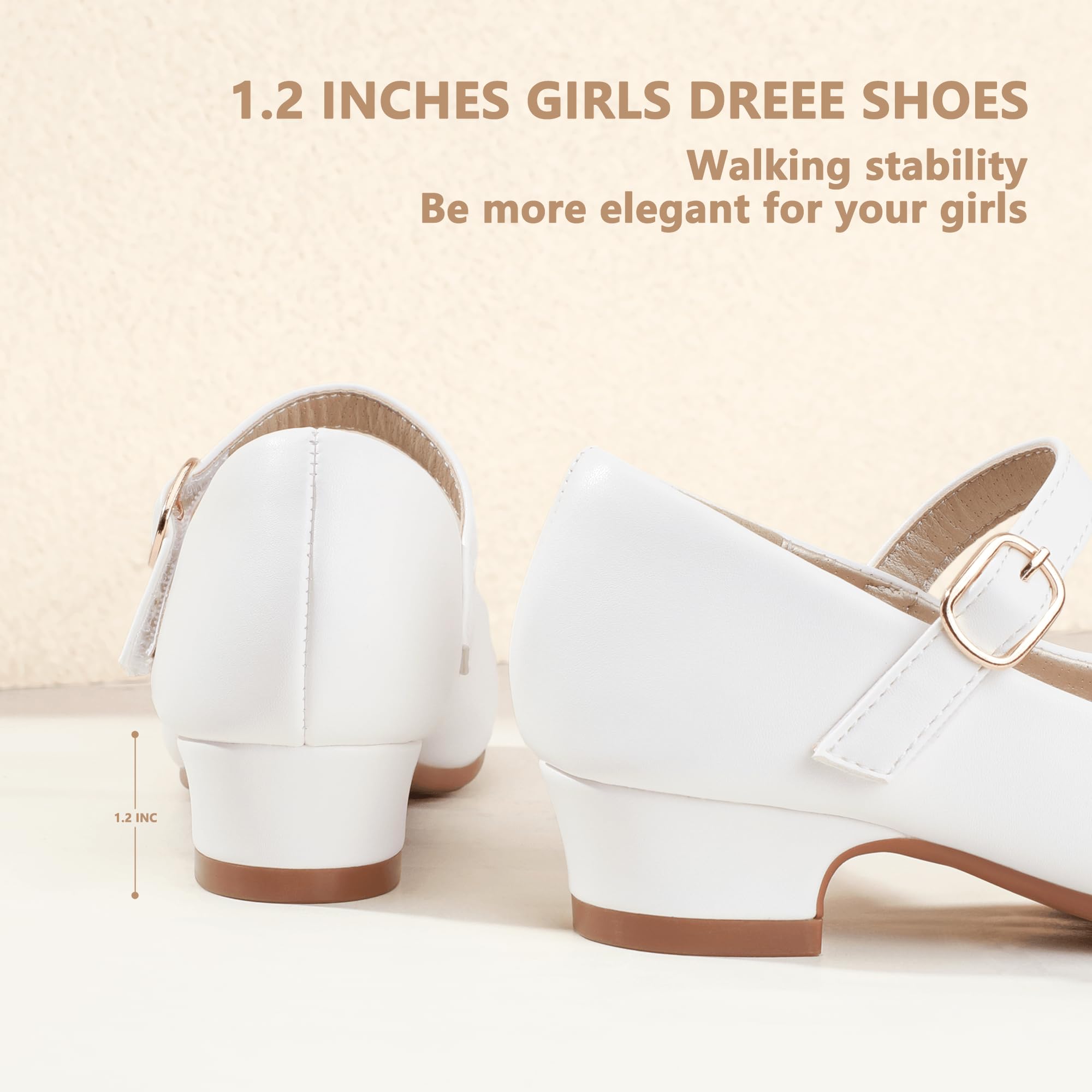 PANDANINJIA Girls Dress Shoes for Wedding & School - Flower Girl Heels