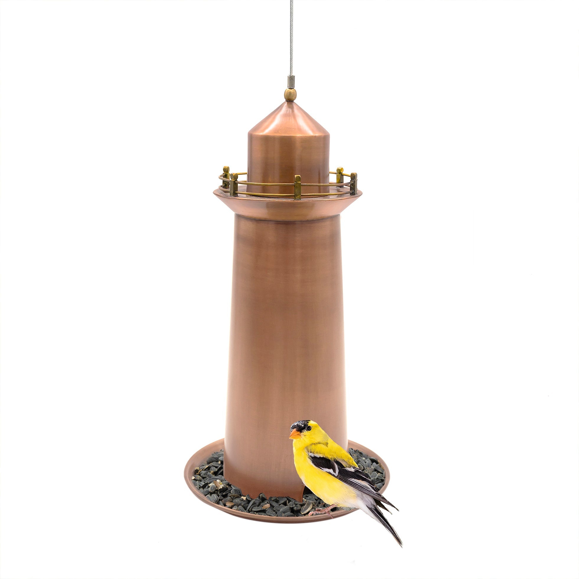 Copper Lighthouse Bird Feeder - Elegant Outdoor Garden Decor for Attracting Wild Birds - Perfect for Backyard, Patio & Bird Watching Enthusiasts
