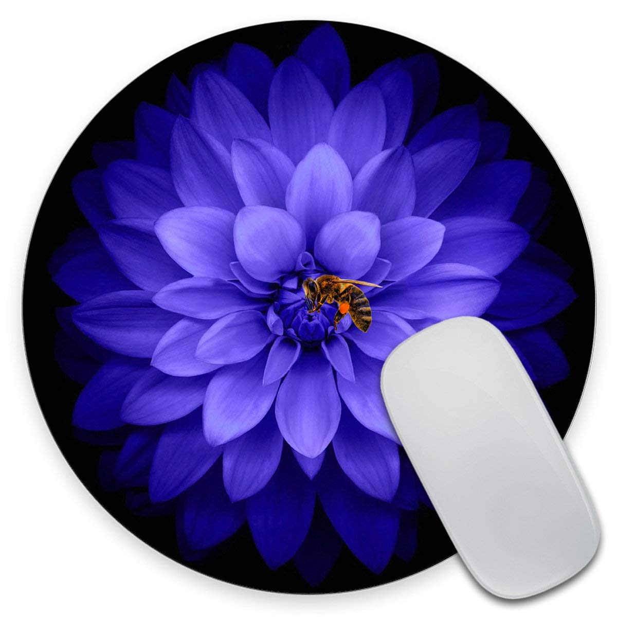 Custom Purple Floral Watercolor Round Gaming Mouse Pad - 7.9 x 7.9 x 0.12 Inch Non-Slip Desk Mat for PC, Laptop & Office Workstation (Home & Office Decor)
