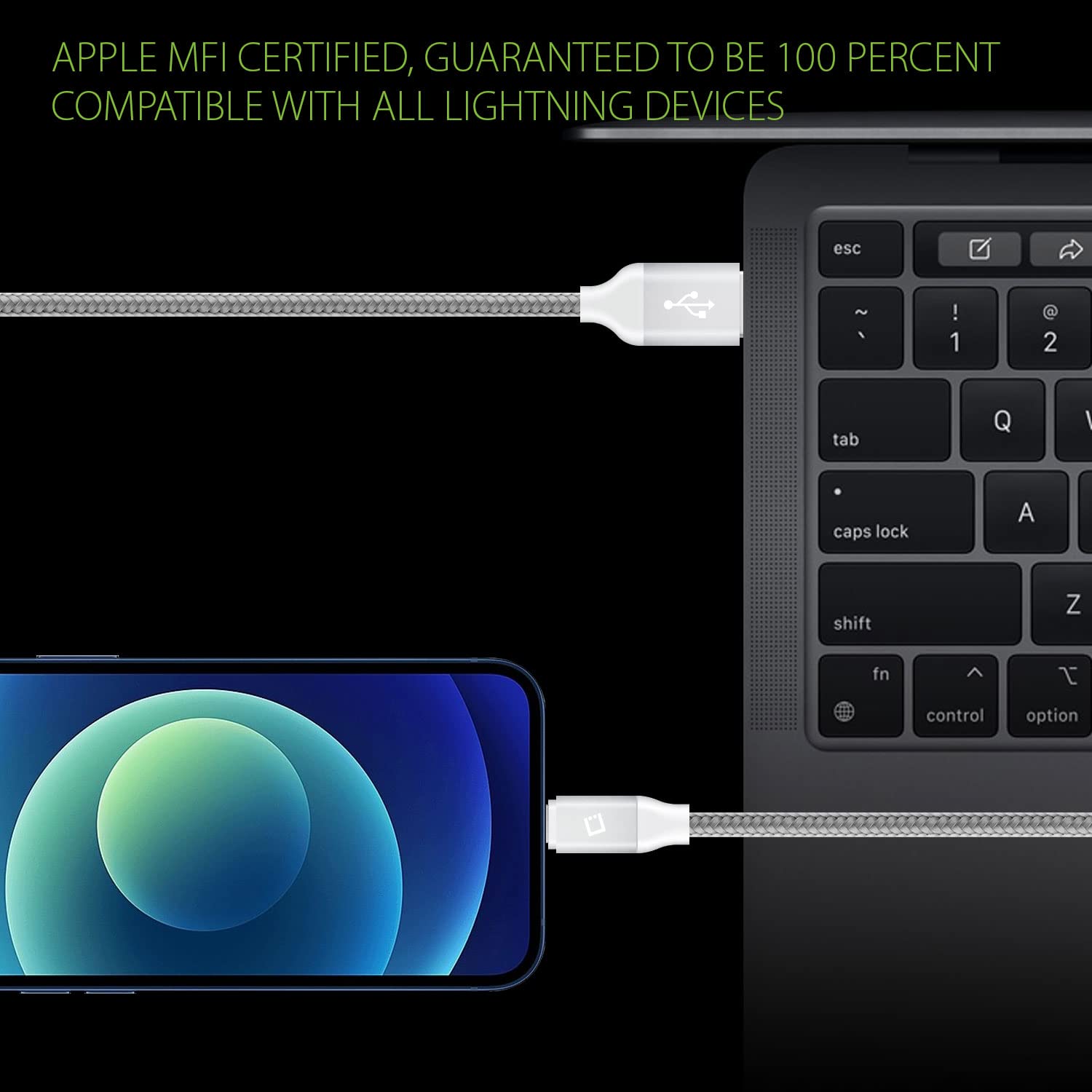 Heavy-Duty Nylon Braided Lightning Cable 10FT - Apple MFi Certified Charging Cord for iPhone 14/13/12/11/X/8/7 - Durable Fast Charging USB Cable for Home, Office, Car & Travel