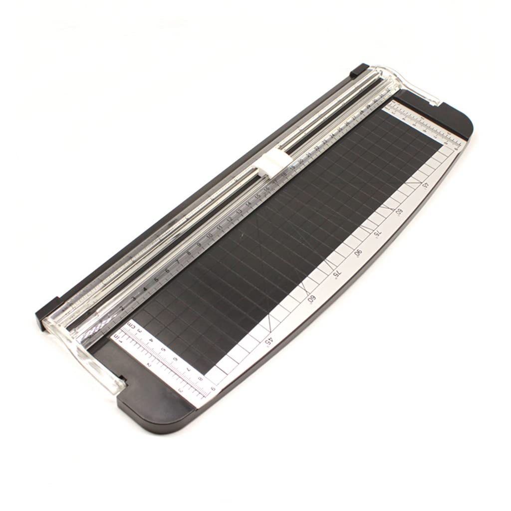 Premium Walnut A4 Sliding Paper Cutter - 12.6 Inch Cut Length, Portable Paper Trimmer for Scrapbooking, Card Making & Crafting - Includes Cutting Mat (Black, 37 x 13cm) - Perfect for Office, School & DIY Projects