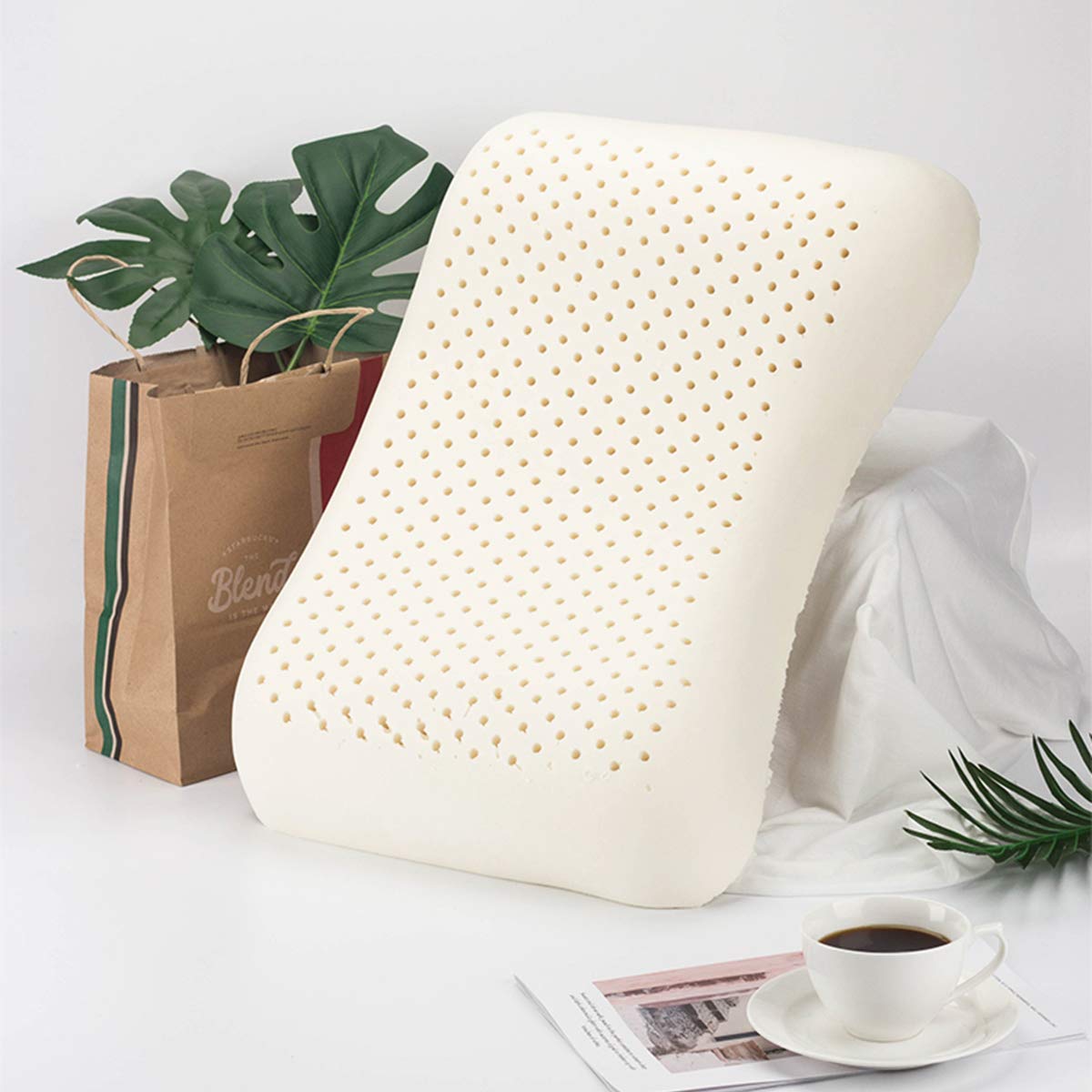Talatex 100% Natural Latex Pillow for Neck & Back Support - Standard Size Bed Pillow for Side, Back & Stomach Sleepers | Perfect for Home, Office & Travel Use