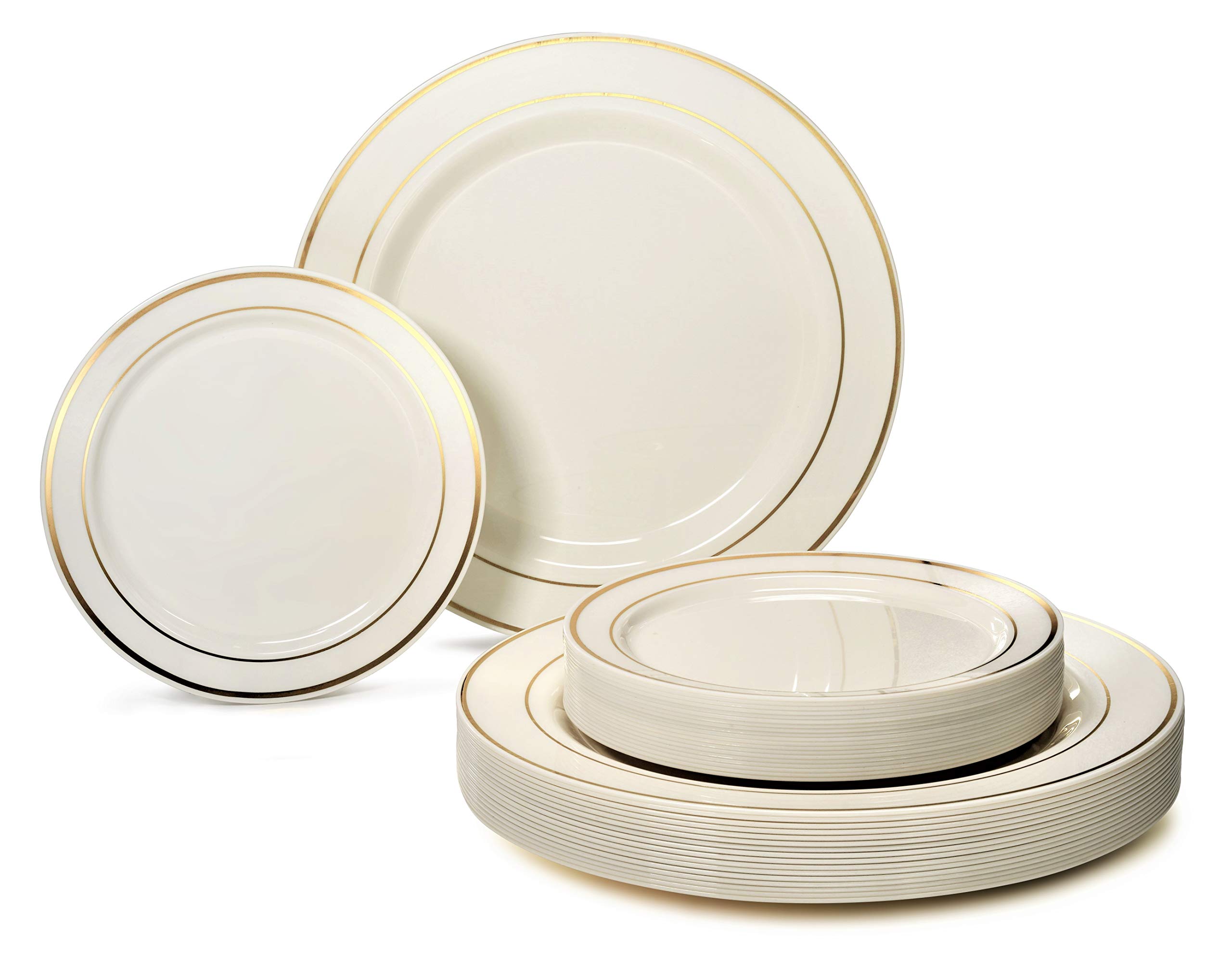 240-Pack Elegant Disposable Plastic Plates Set - 120 x 9