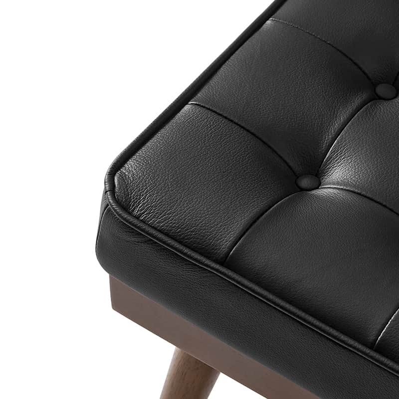 Elisa Mid Century Modern Genuine Leather Ottoman Footrest - Stylish Living Room Accent for Home Decor & Lounge Comfort