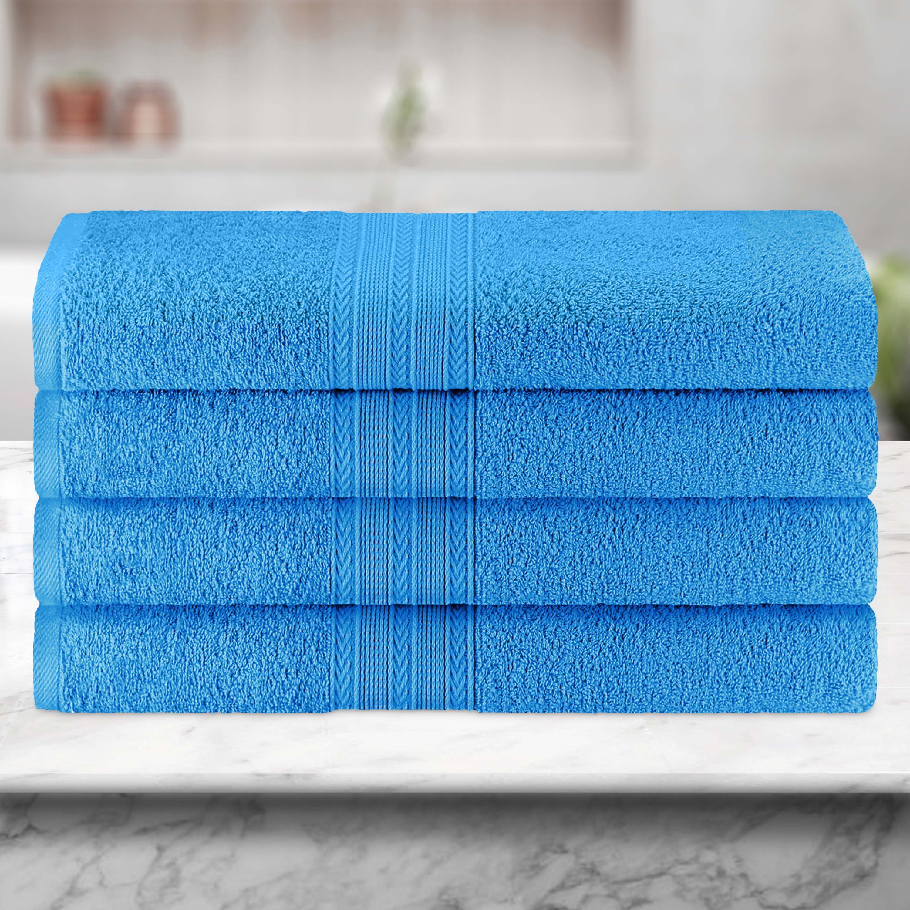 Premium 100% Cotton Eco-Friendly 4-Piece Bath Towel Set - Soft, Absorbent & Hypoallergenic - Perfect for Spa, Bathroom & Beach Use