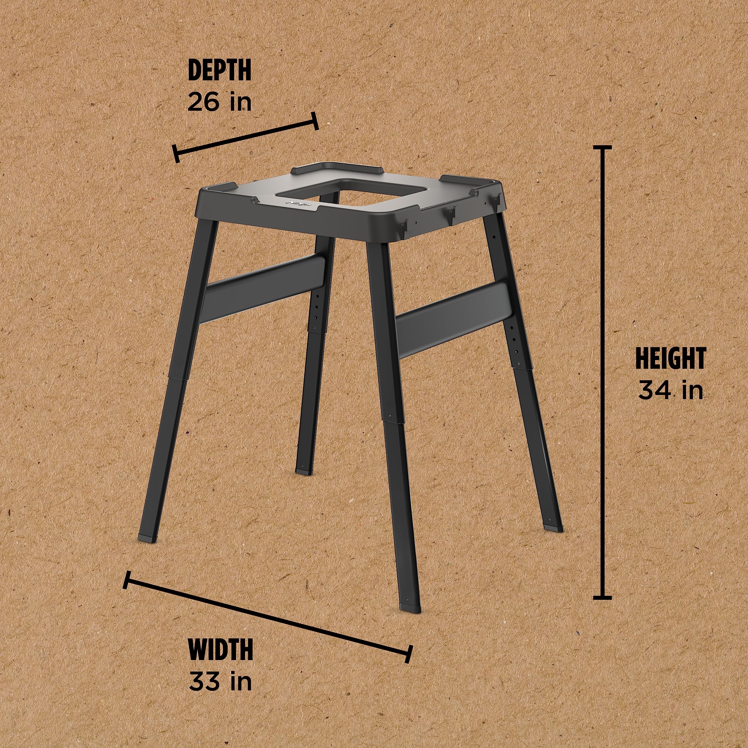 **Ninja XSKUNSTAND Outdoor Fire Pit Stand - Adjustable Height, Weather-Resistant Black Woodfire Stand with Utensil Holder & Side Table Compatibility (26