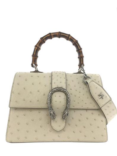 Gucci Dionysus Bamboo Top Handle Ostrich Leather Shoulder Bag for Women - Luxury Designer Handbag for Evening Parties, Date Night & Special Occasions