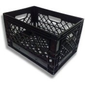 19x13x11 Black Rectangular Plastic Milk Crate - Heavy Duty Dairy Storage Bin for Groceries, Laundry & Organization | Perfect for Home, Office & Farm Use
