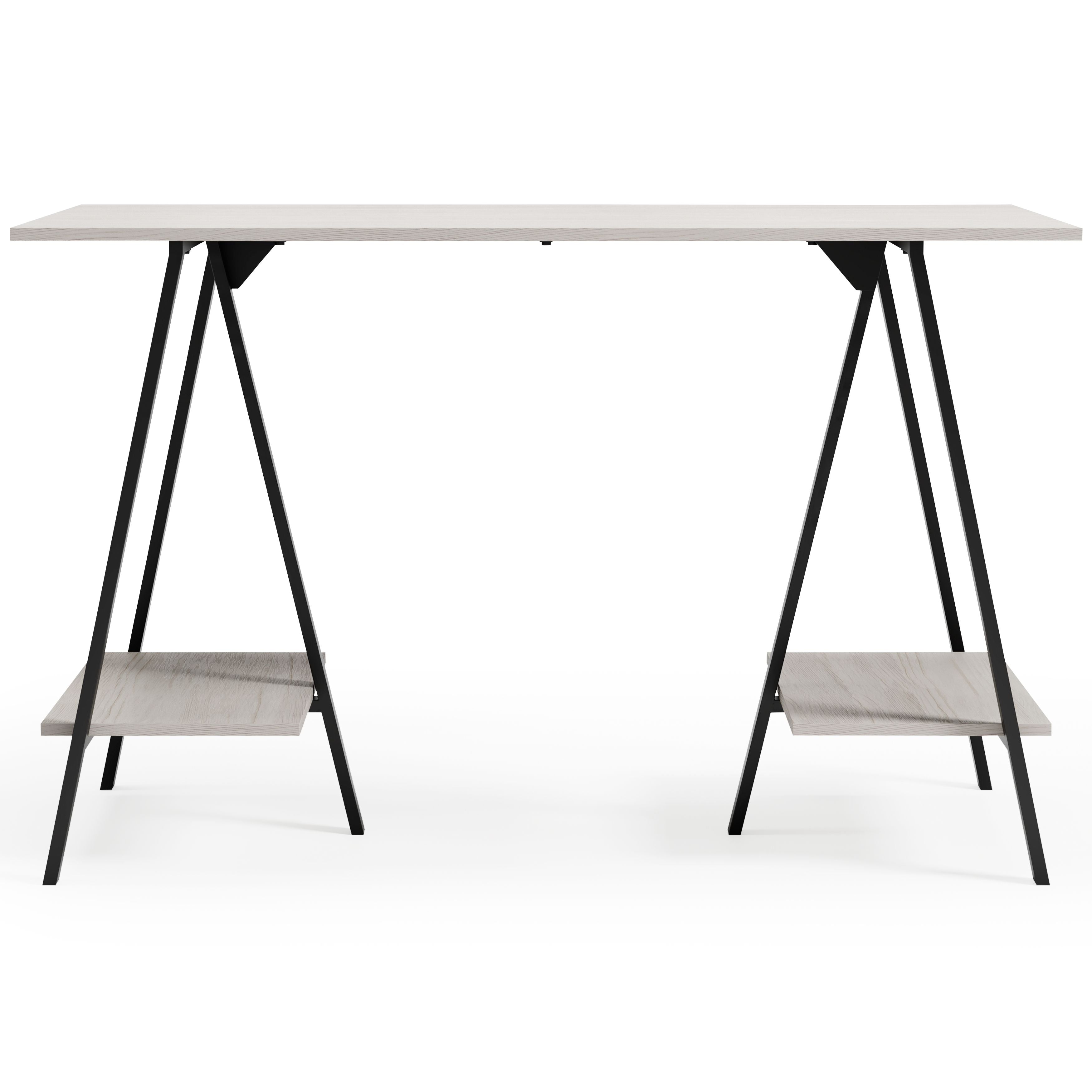 Bayflynn White & Black Home Office Desk with 2 Fixed Shelves - Perfect for Small Spaces, Remote Work & Study