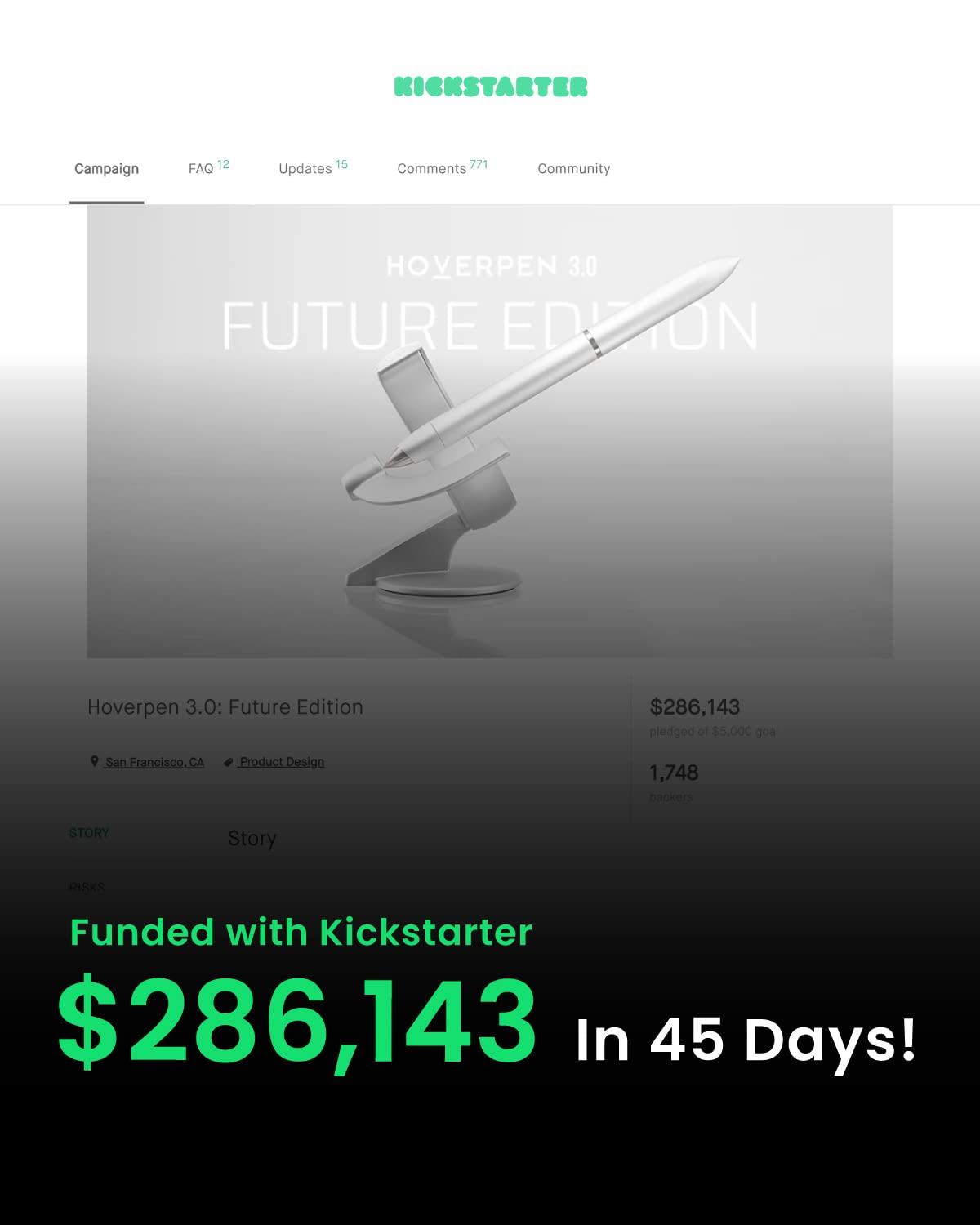 Novium Hoverpen Future Edition - Premium Fountain & Rollerball Pen Set with Fine Nib, Aerospace Metal Body, Futuristic Design in Deep Black - Executive Gift Box for Boss, Professionals & Special Occasions - Perfect for Office, Business Meetings & Luxury Gifting