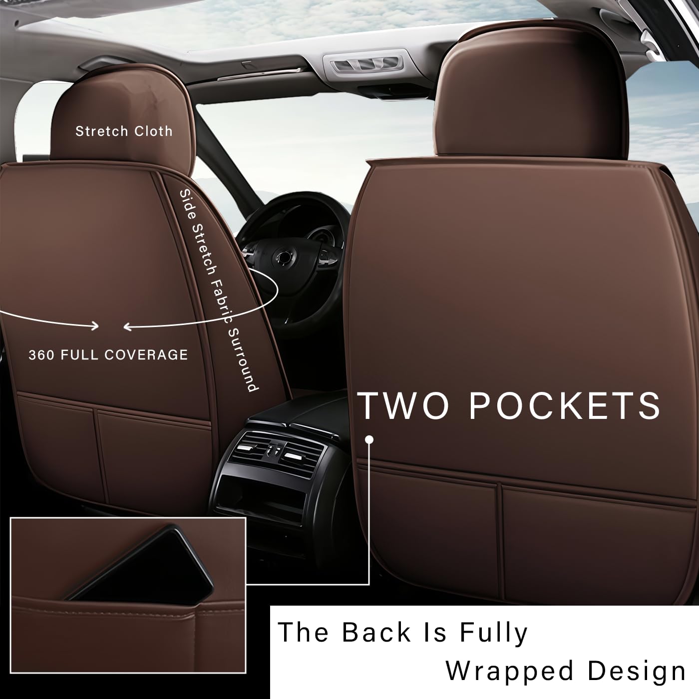 2004-2011 Dodge Ram 2500 Custom Fit Leather Seat Covers - 5-Piece Full Set (Front & Rear) | Waterproof & Durable Coffee Brown Seat Protectors | Perfect for Off-Roading, Work Trucks & Family Adventures