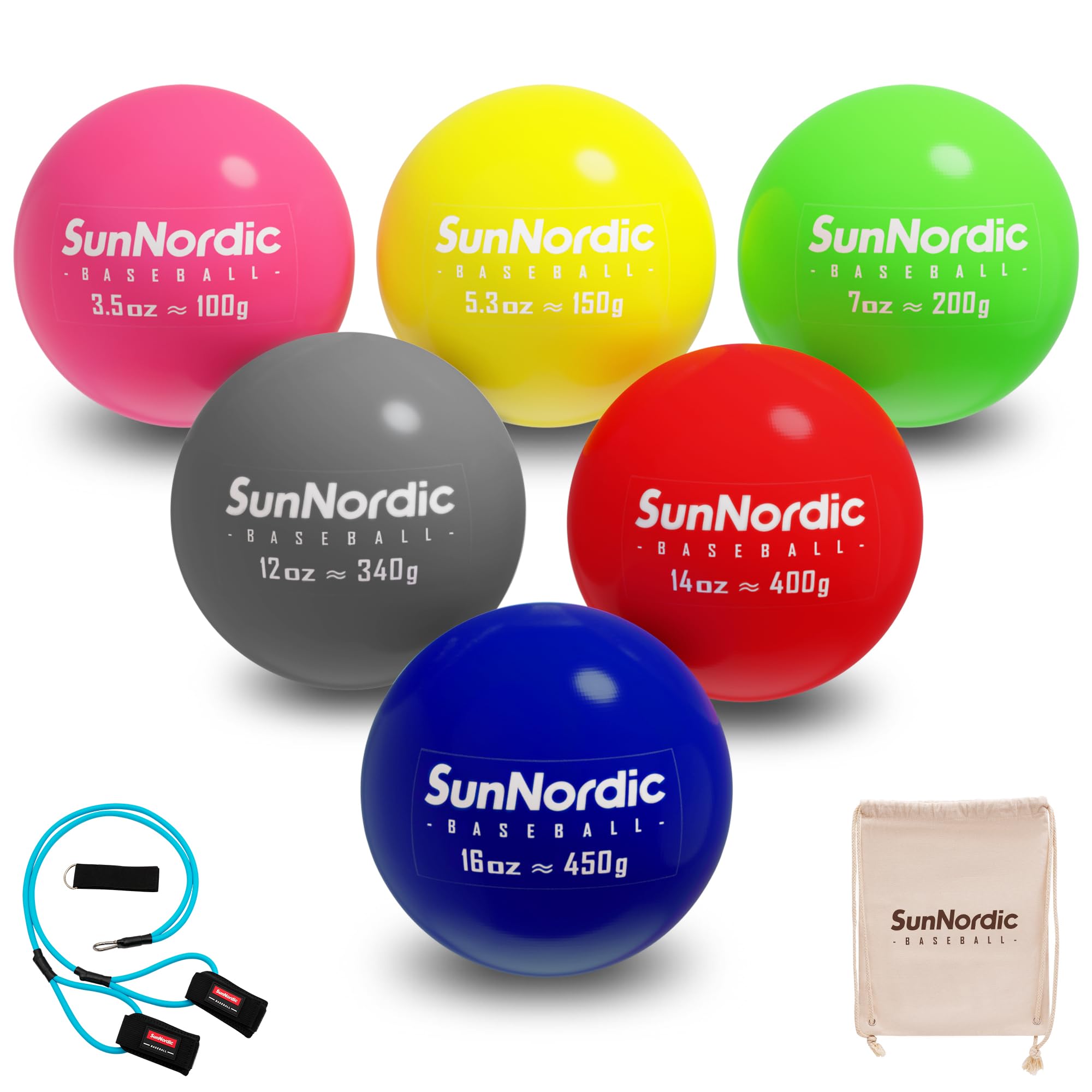 6/9 Pack Plyometric Weighted Baseball Set (3.5-16/35/53/70 oz) - Variable Weight Training Balls for Power Hitting & Pitching Drills - Perfect for Baseball Players, Coaches & Athletes at All Levels - Improve Swing Speed & Arm Strength for Games & Practice