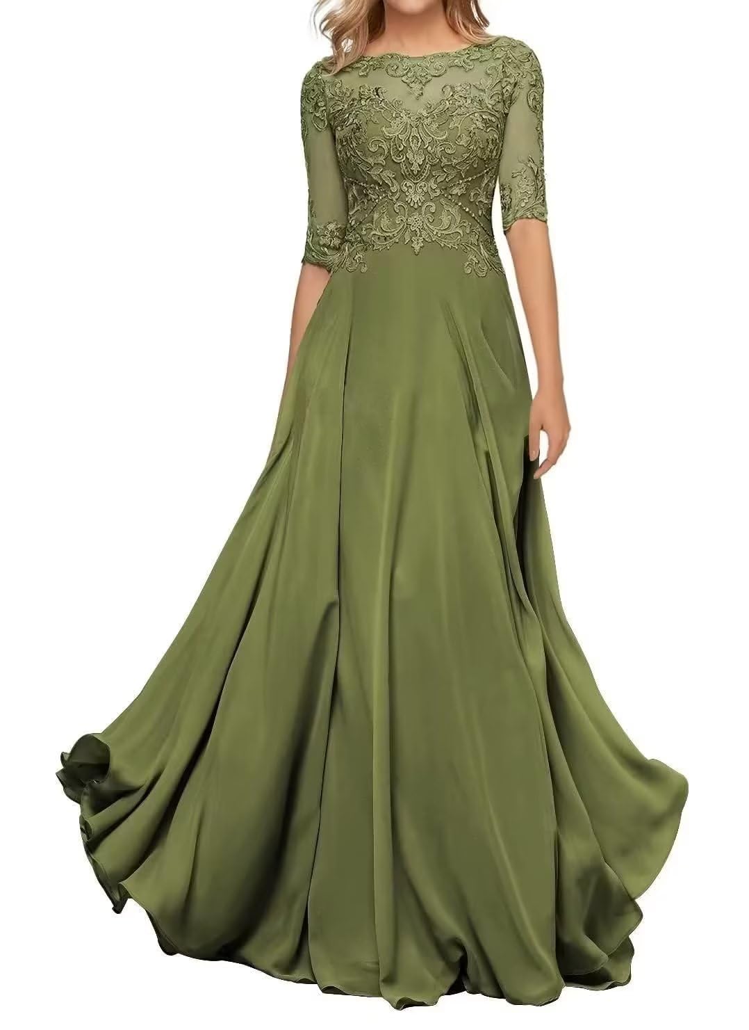 Elegant Mother of The Bride Dress - Chiffon Long Sleeve Formal Evening Gown for Women | Wedding Guest Dress, Special Occasions & Black Tie Events